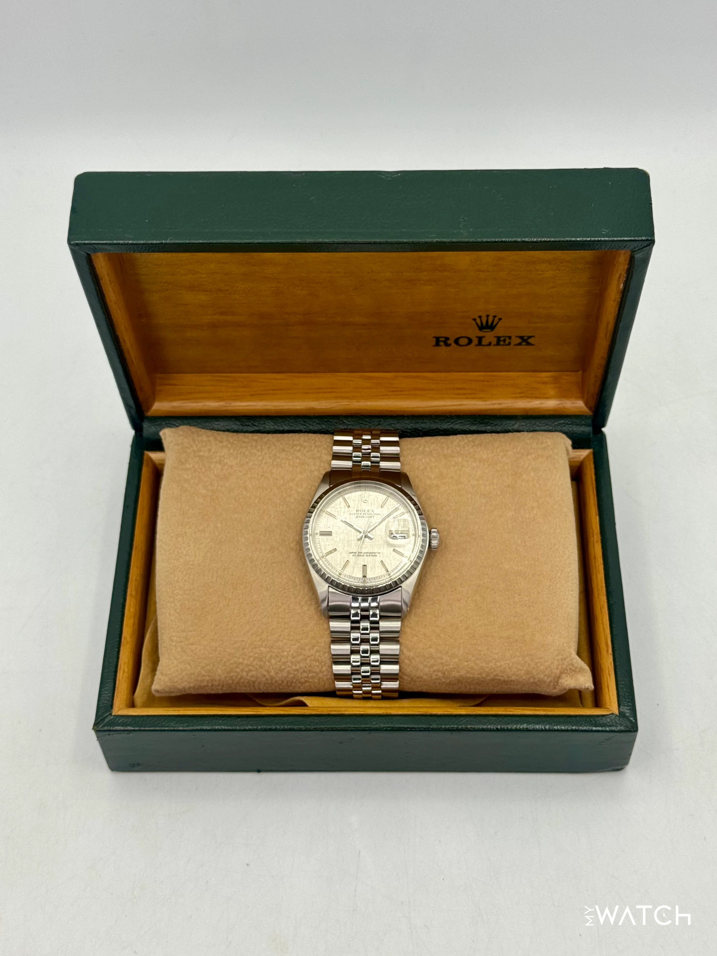 1970 Rolex Datejust 36mm 1603 Stainless Steel Jubilee Silver Linen Dial - Image 10