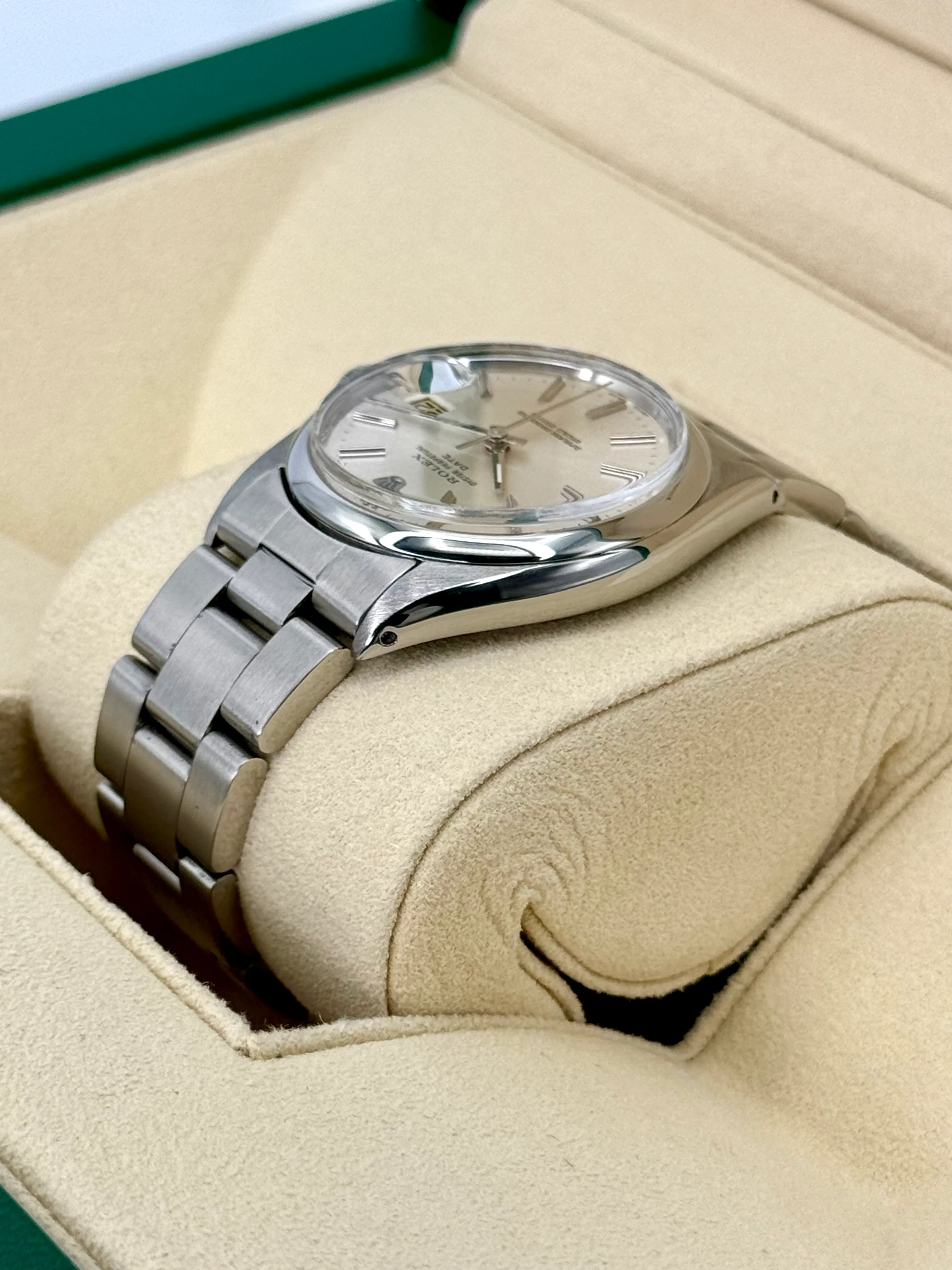 1983 Rolex Oyster Perpetual Date 34mm 1500 Stainless Steel Silver Dial - Image 7