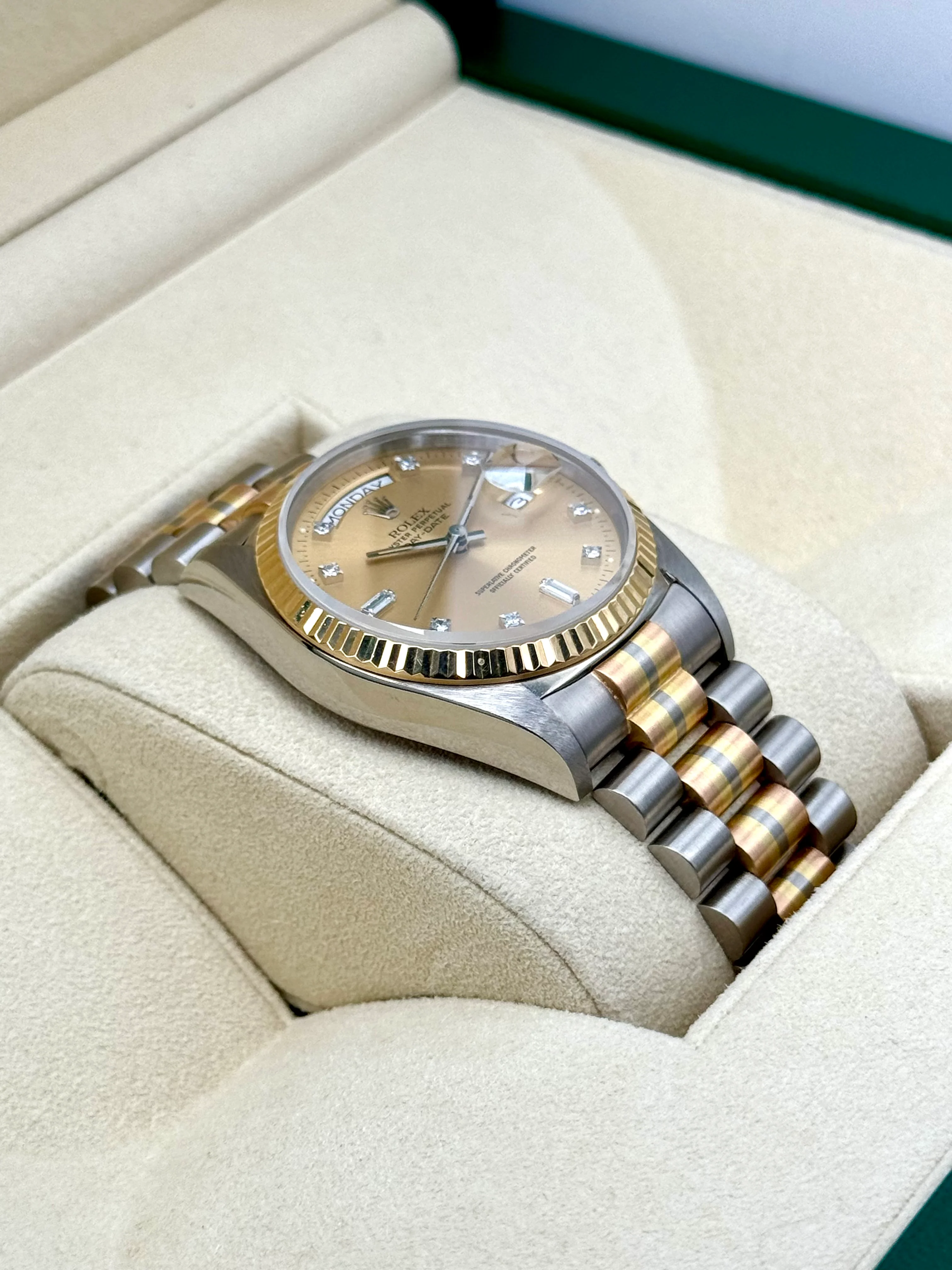 1985 Day-Date Rolex Tridor 36mm 18039B Jubilee Champagne Diamond Dial - Image 6