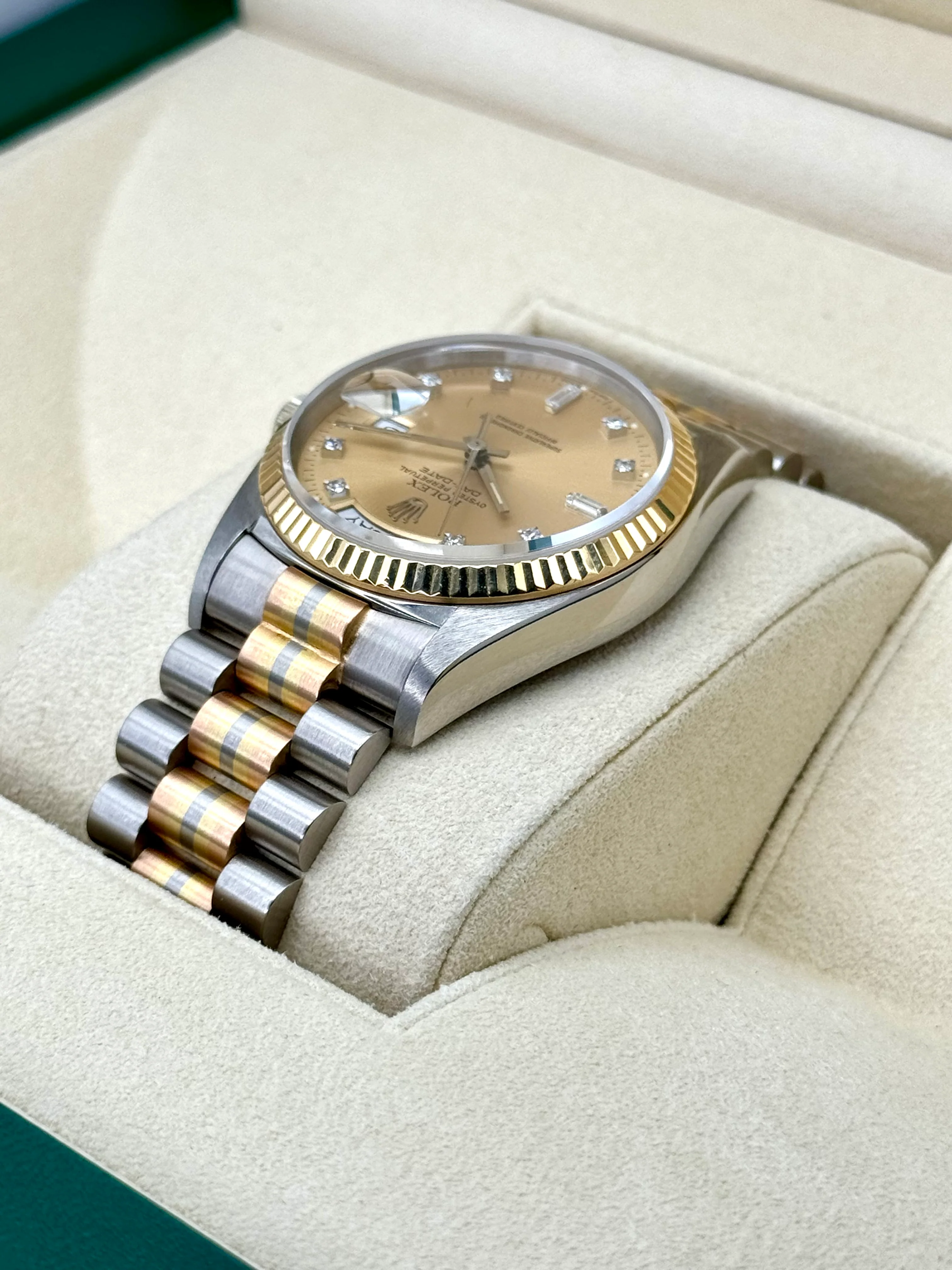 1985 Day-Date Rolex Tridor 36mm 18039B Jubilee Champagne Diamond Dial - Image 7