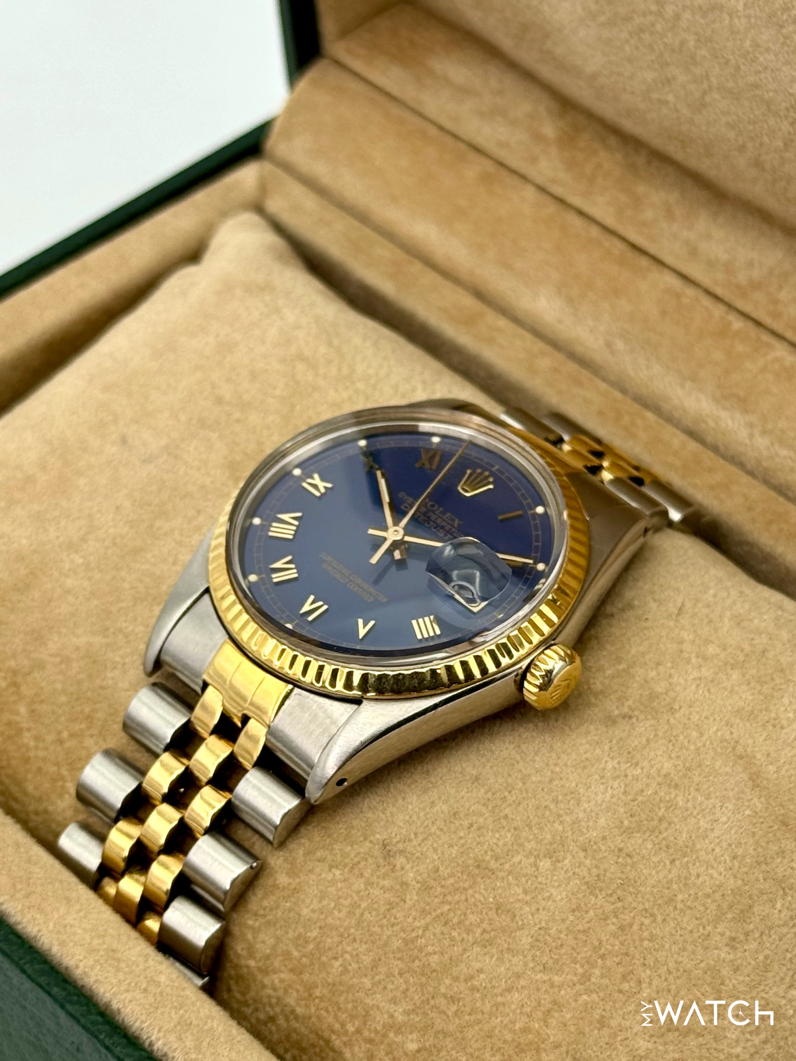 1985 Rolex Datejust 36mm 16013 Two-Tone Jubilee Blue Roman Numeral Dial - Image 3