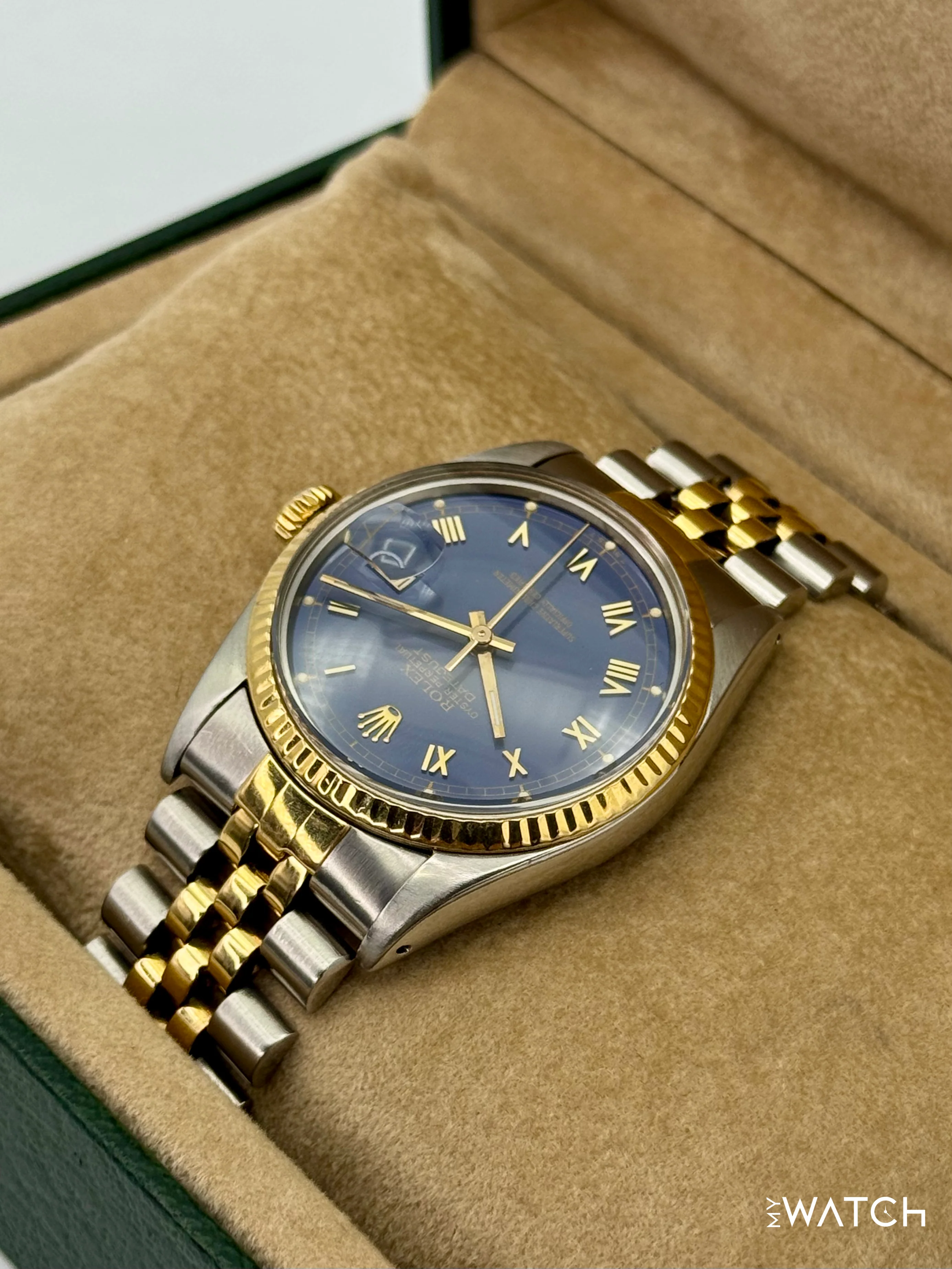 1985 Rolex Datejust 36mm 16013 Two-Tone Jubilee Blue Roman Numeral Dial - Image 5