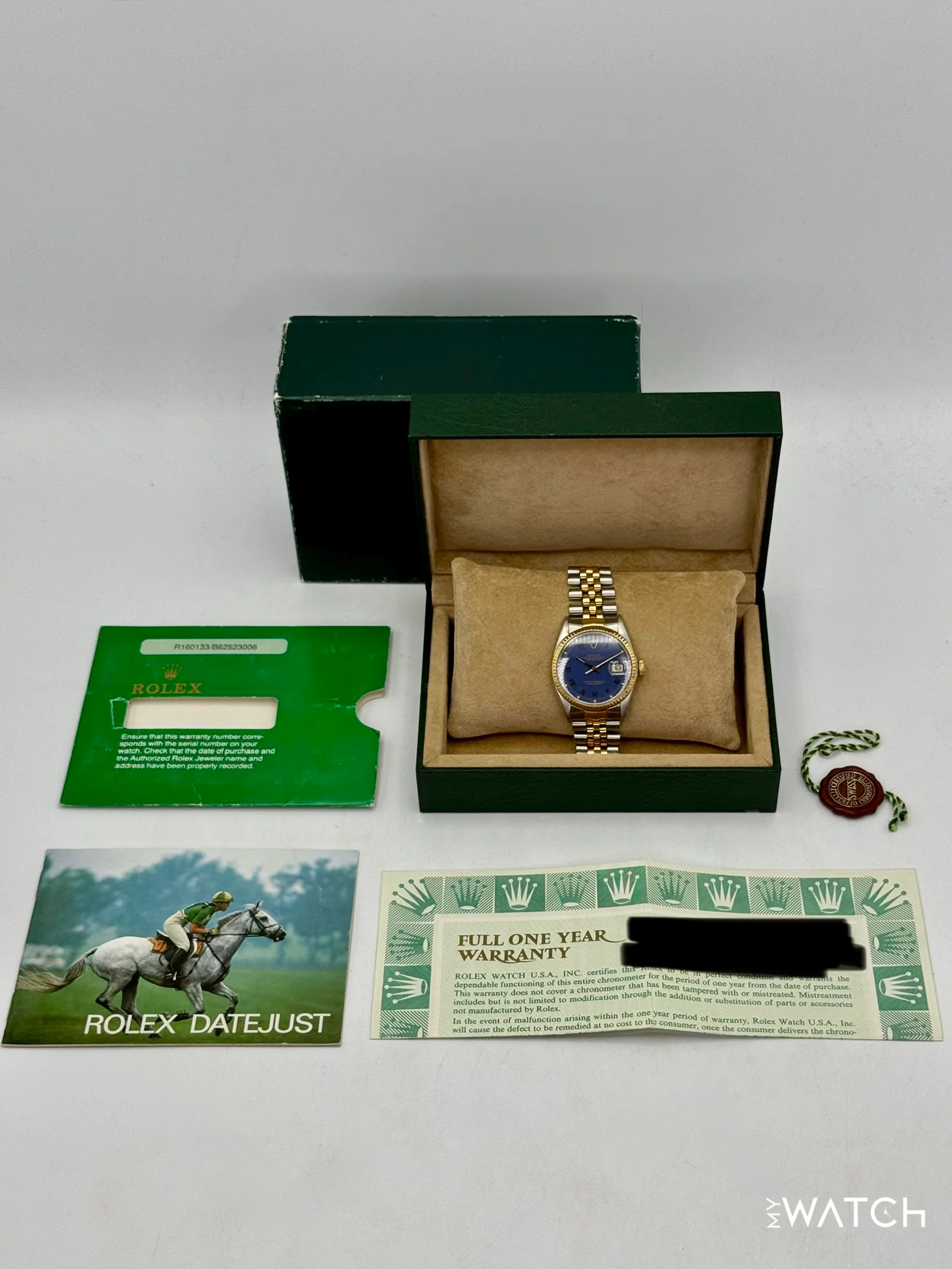 1985 Rolex Datejust 36mm 16013 Two-Tone Jubilee Blue Roman Numeral Dial - Image 9