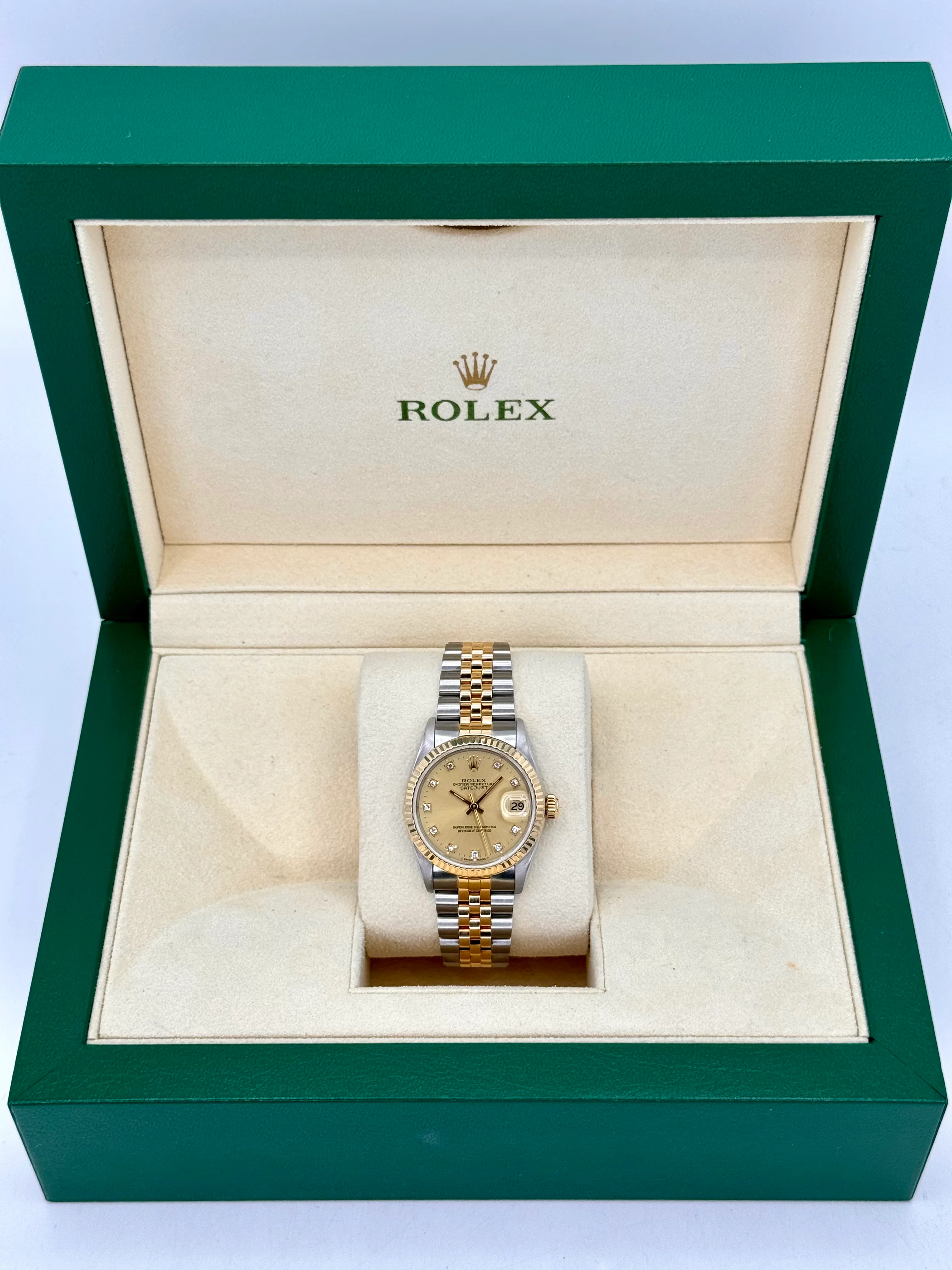 1991 Rolex Datejust 31mm 68273 Two-Tone Jubilee Champagne Diamond DIal - Image 11
