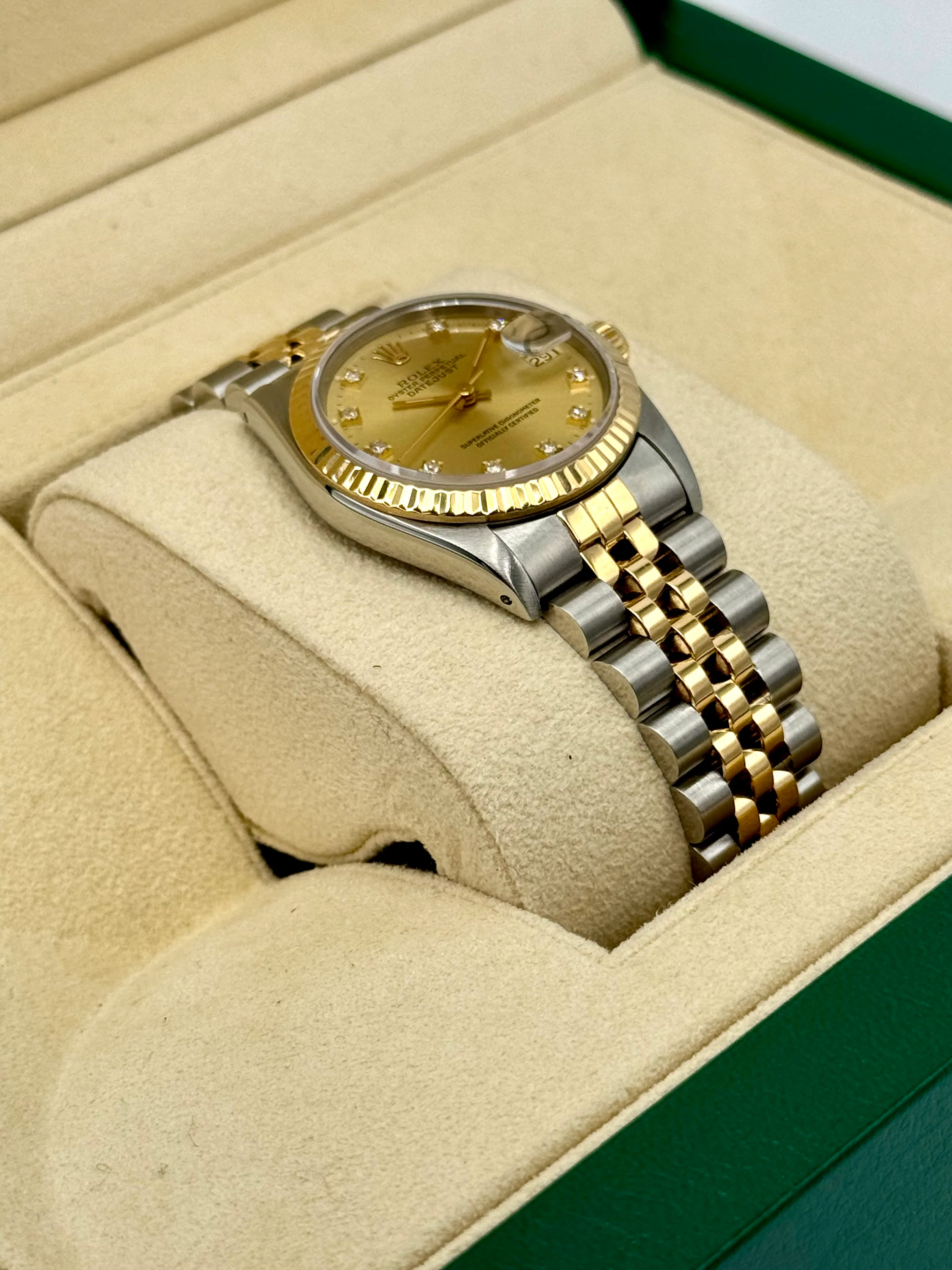 1991 Rolex Datejust 31mm 68273 Two-Tone Jubilee Champagne Diamond DIal - Image 6