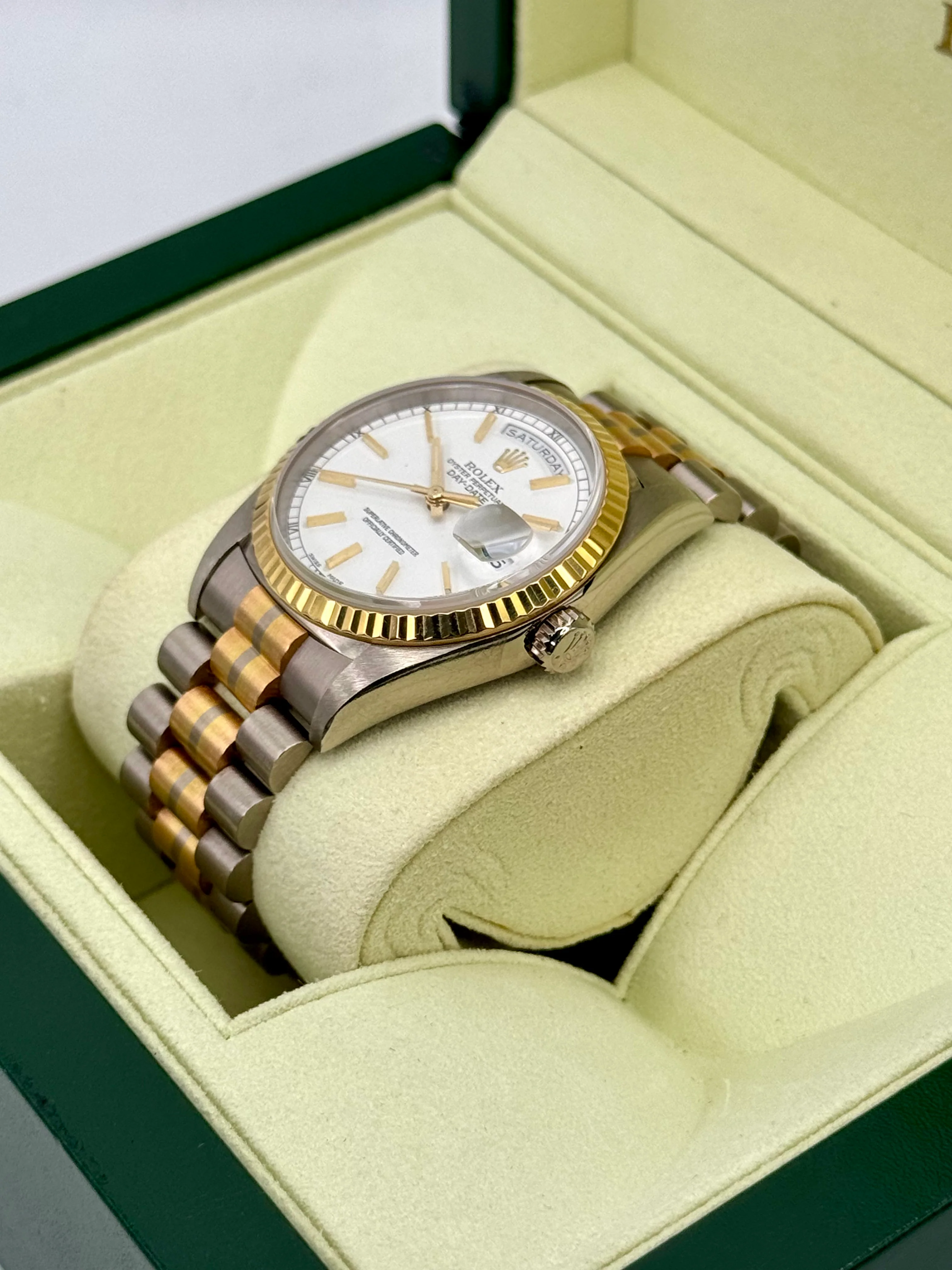 1995 Rolex Day-Date Tridor 36mm 18239BIC Jubilee White Dial - Image 2