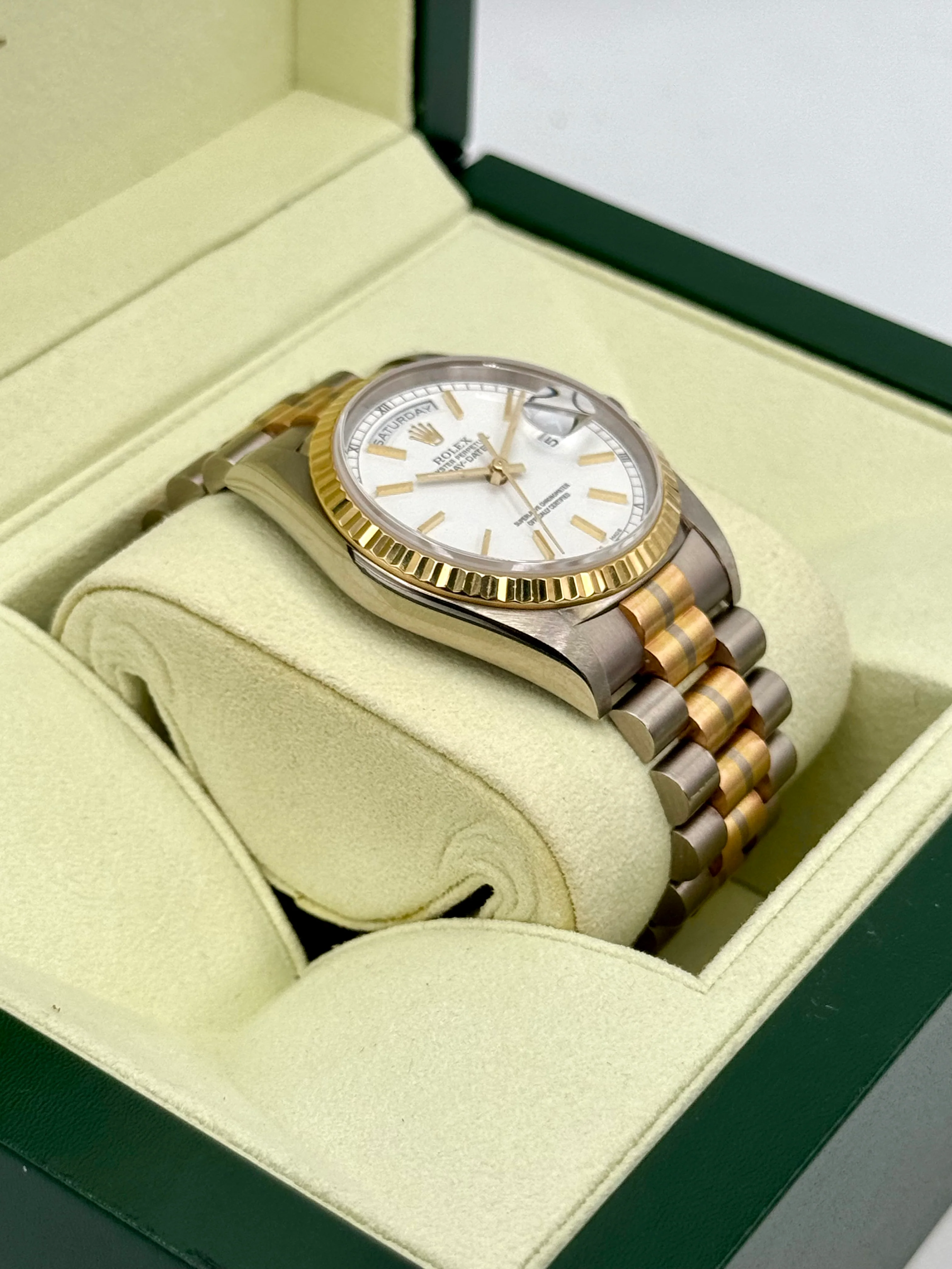 1995 Rolex Day-Date Tridor 36mm 18239BIC Jubilee White Dial - Image 3