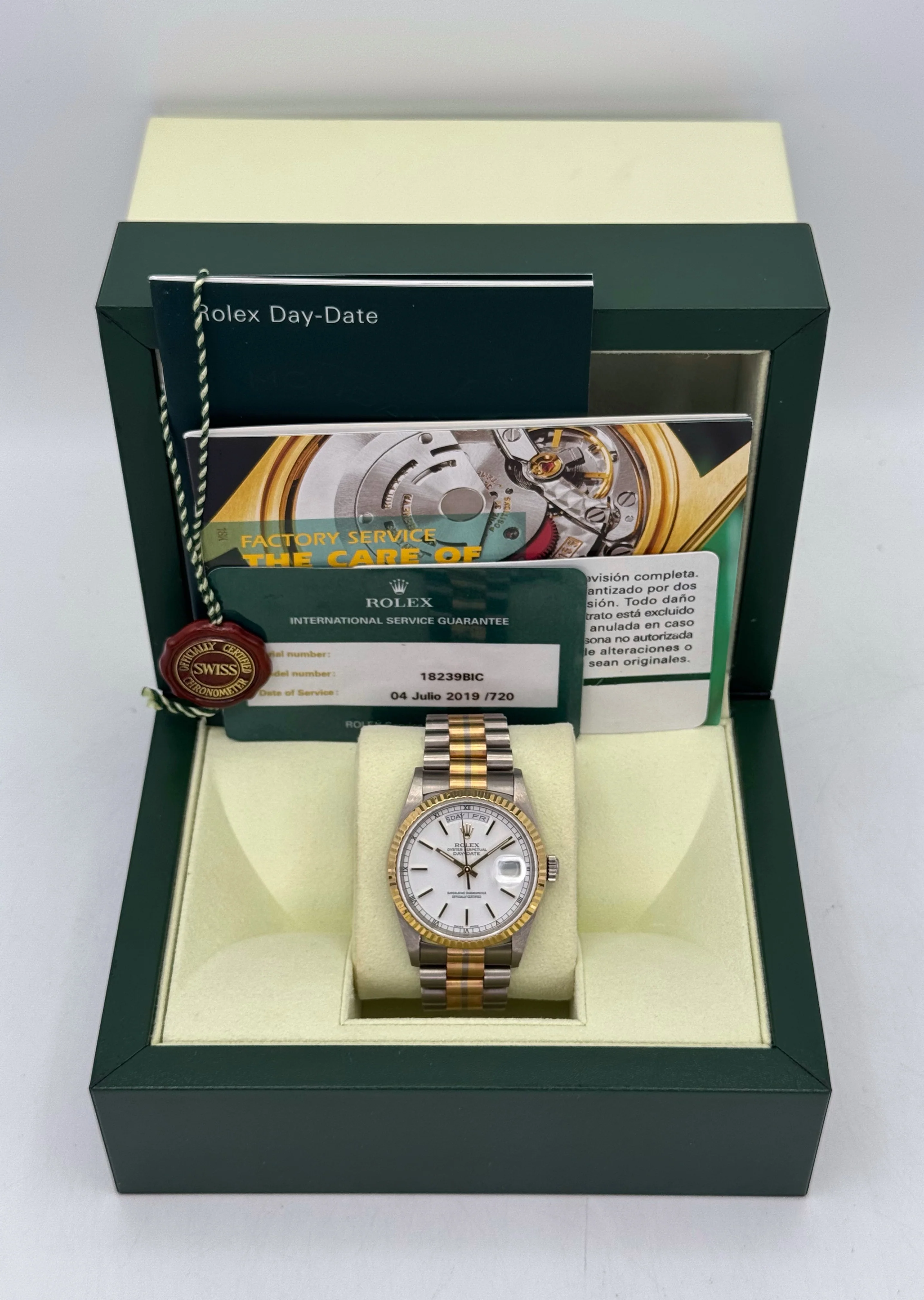 1995 Rolex Day-Date Tridor 36mm 18239BIC Jubilee White Dial - Image 6