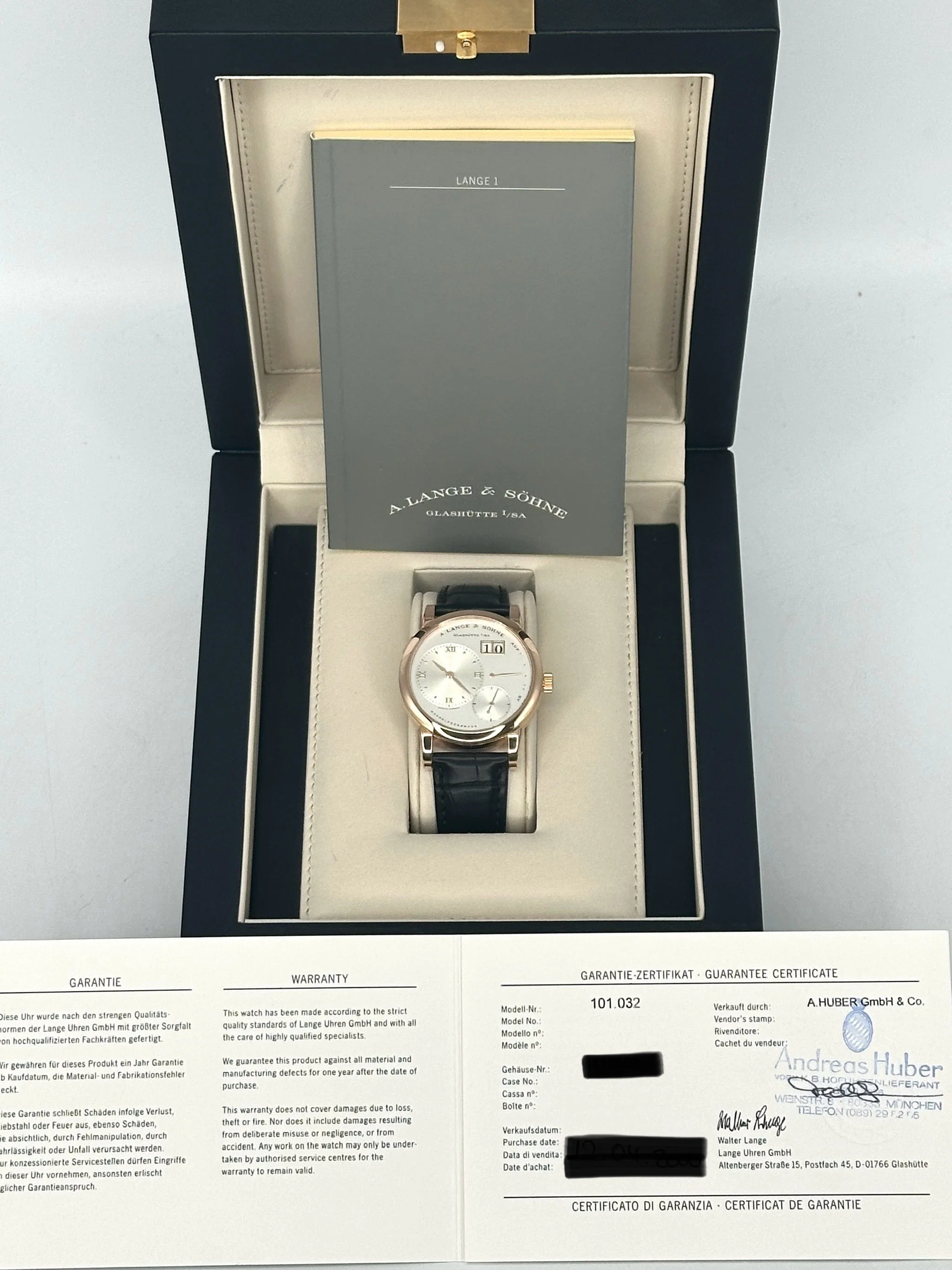 2000 A Longe & Shone Lange 1 38.5mm 101.032 Rose Gold Silver Dial - Image 13
