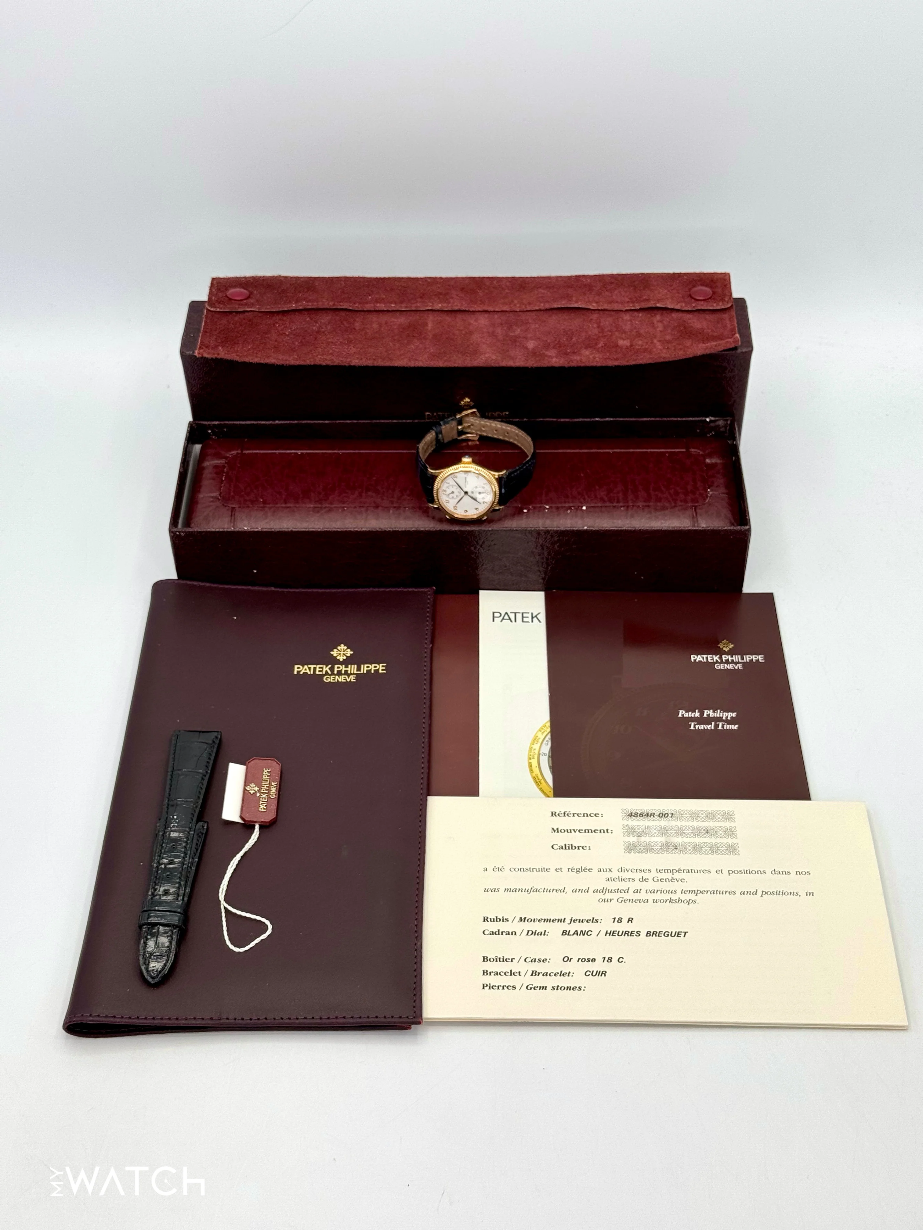 2002 Patek Philippe Travel Time 18k 29mm 4864R Yellow Gold White Dial - Image 9