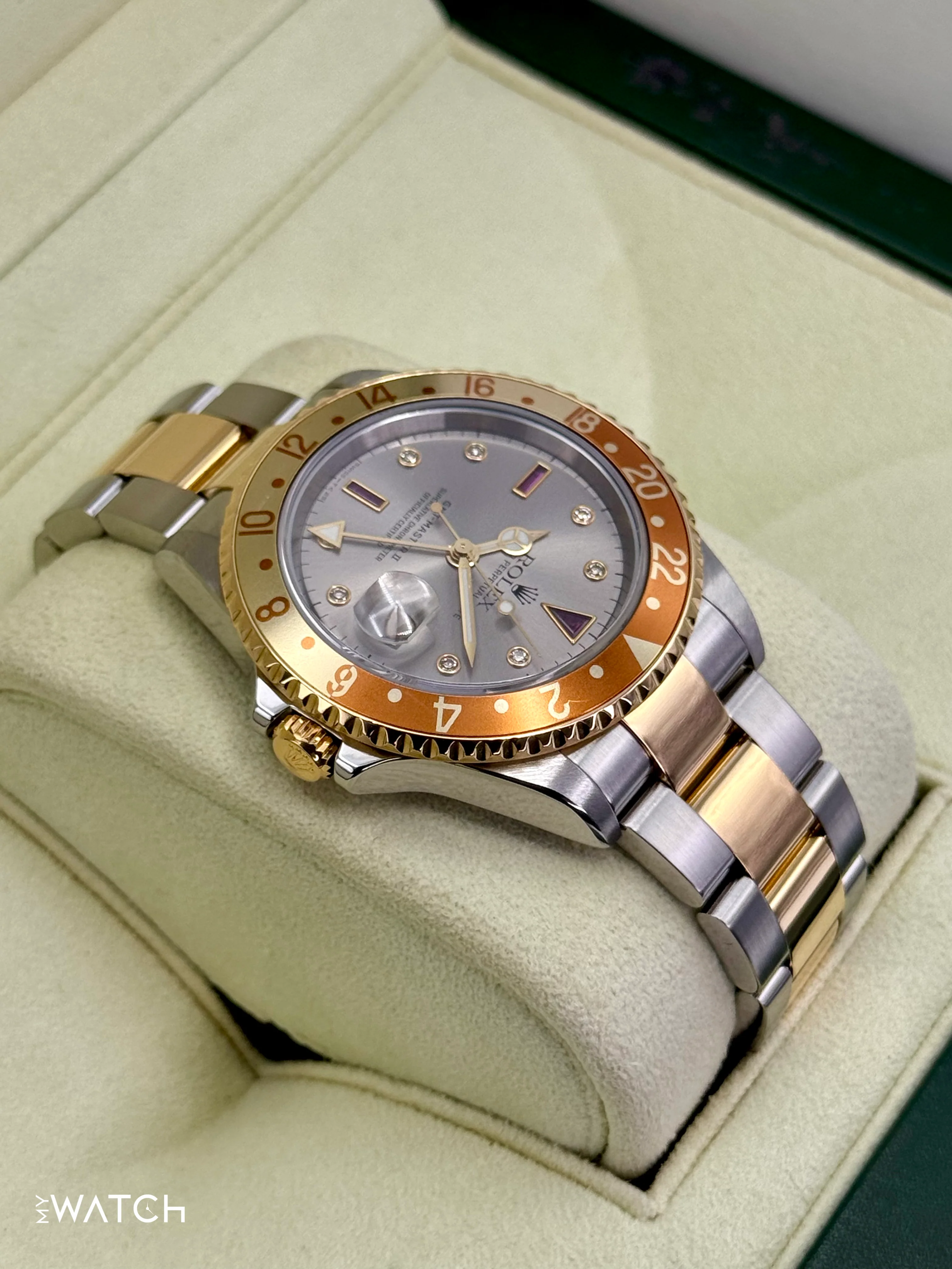 2007 Rolex GMT-Master II 40mm 16713 Slate Grey Serti Diamond Ruby Dial - Image 8