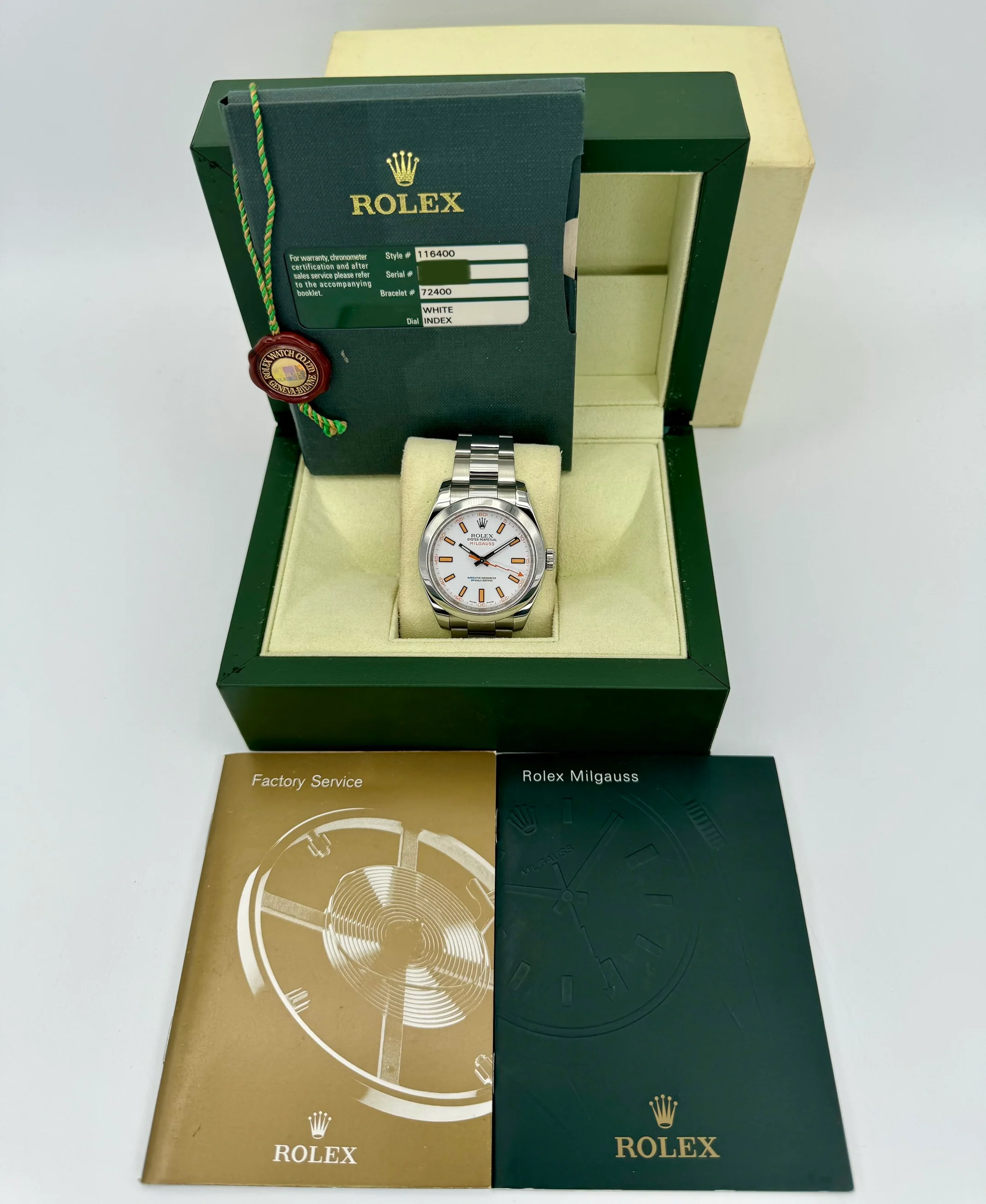 2008 Rolex Milgauss 40mm 116400 Stainless Steel White Dial - Image 12