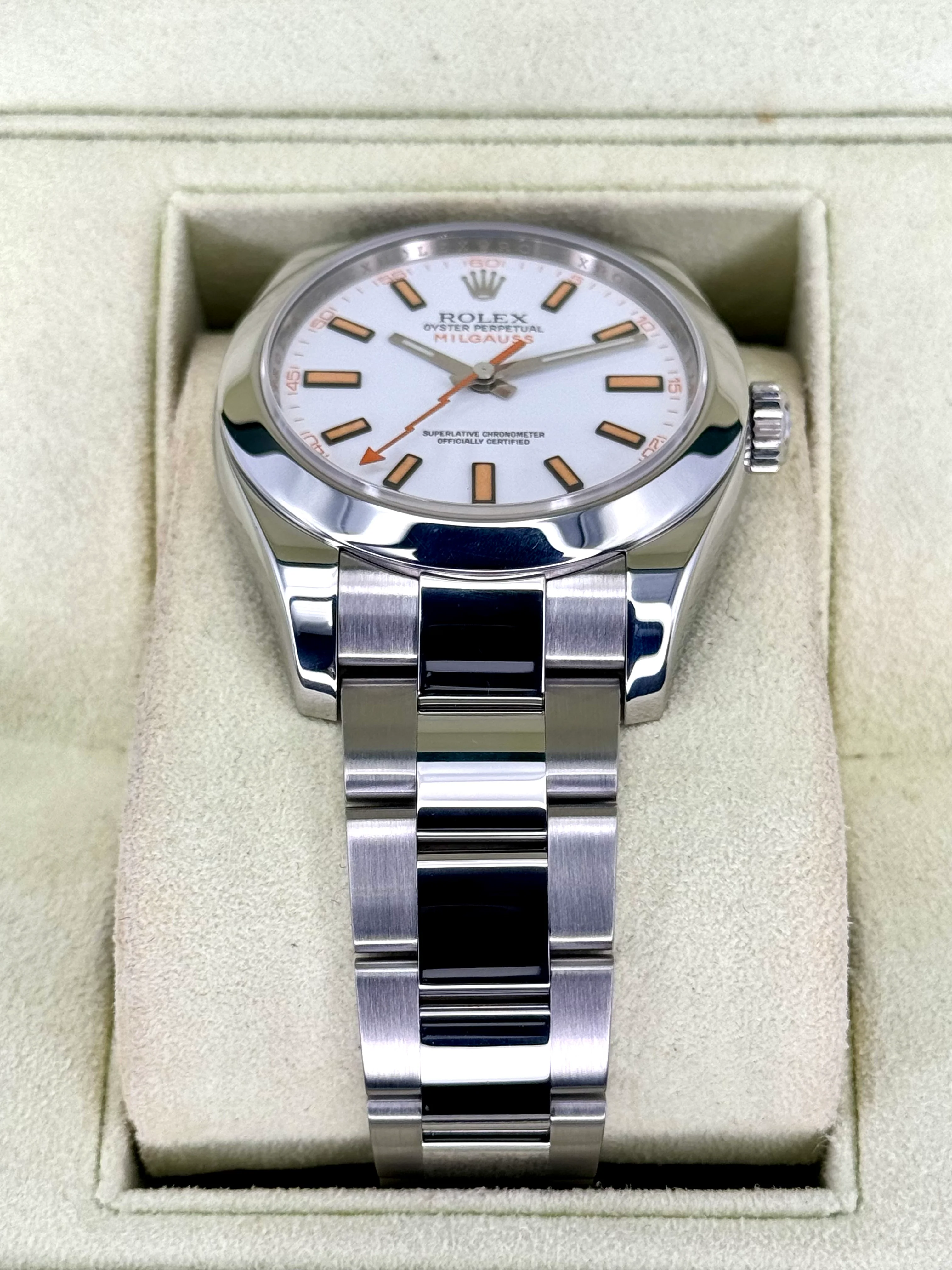 2008 Rolex Milgauss 40mm 116400 Stainless Steel White Dial - Image 3