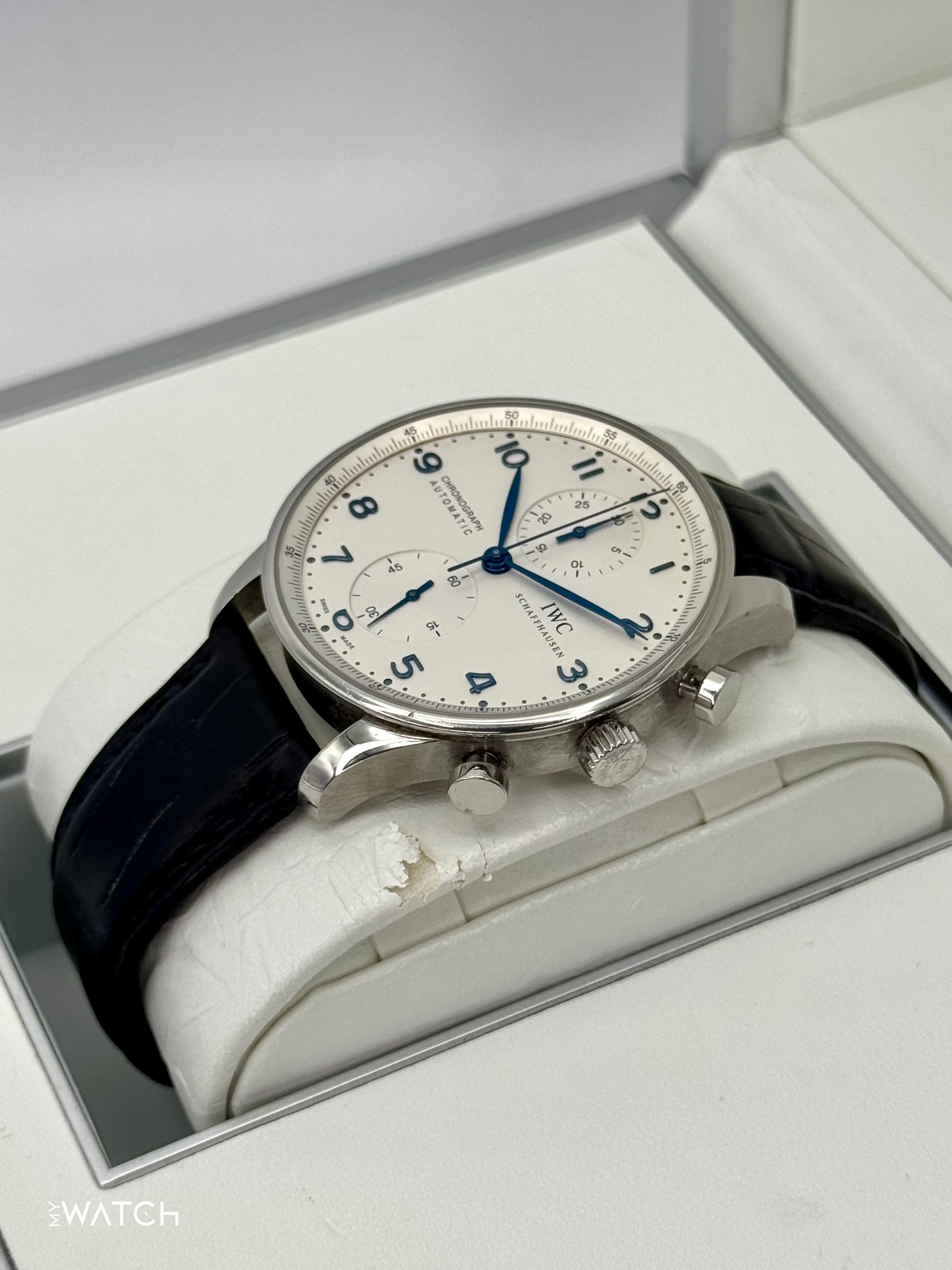 2010 IWC Portuguese Chronograph 41mm IW371417 Stainless Steel White Dial - Image 5