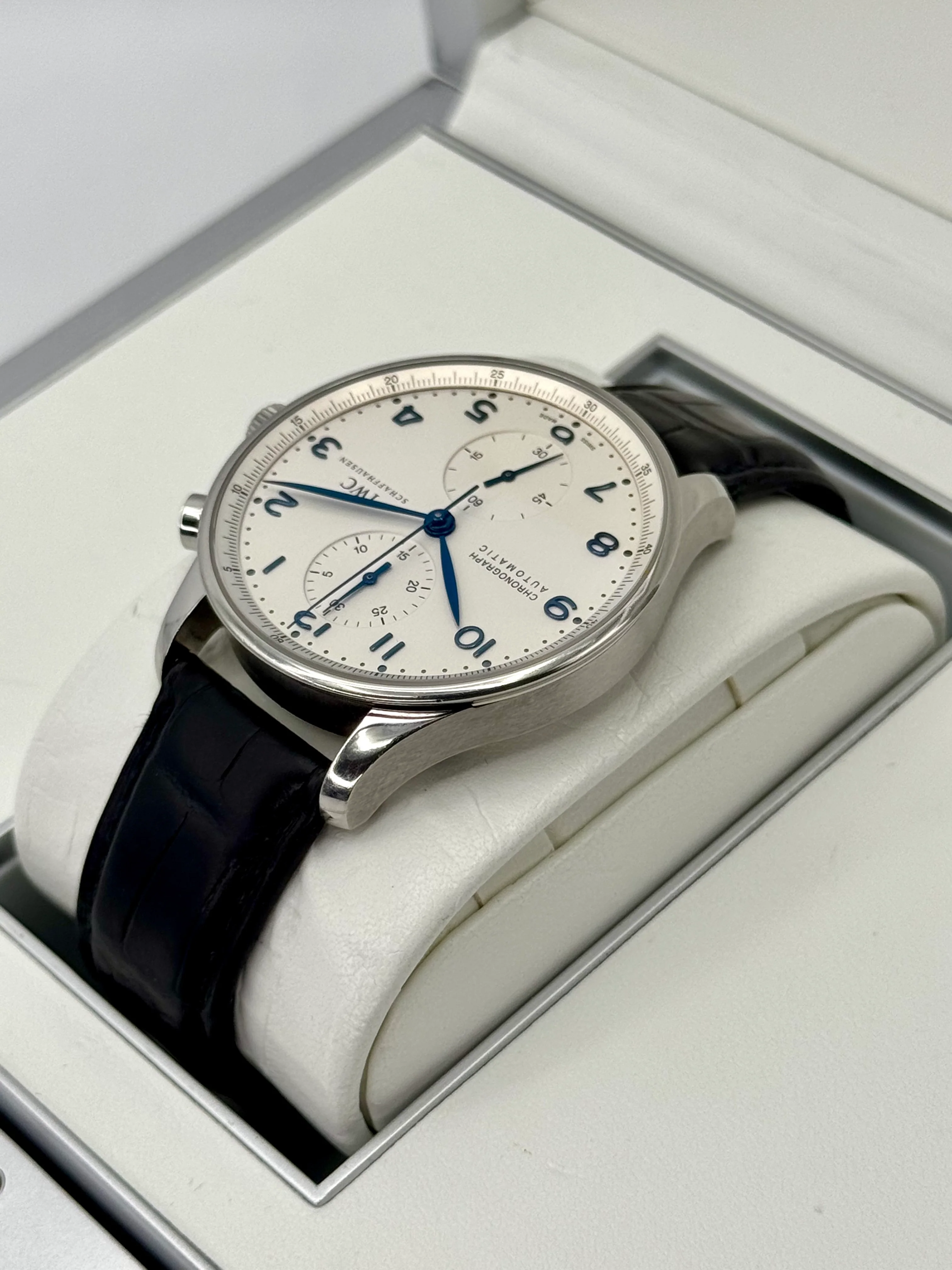 2010 IWC Portuguese Chronograph 41mm IW371417 Stainless Steel White Dial - Image 7