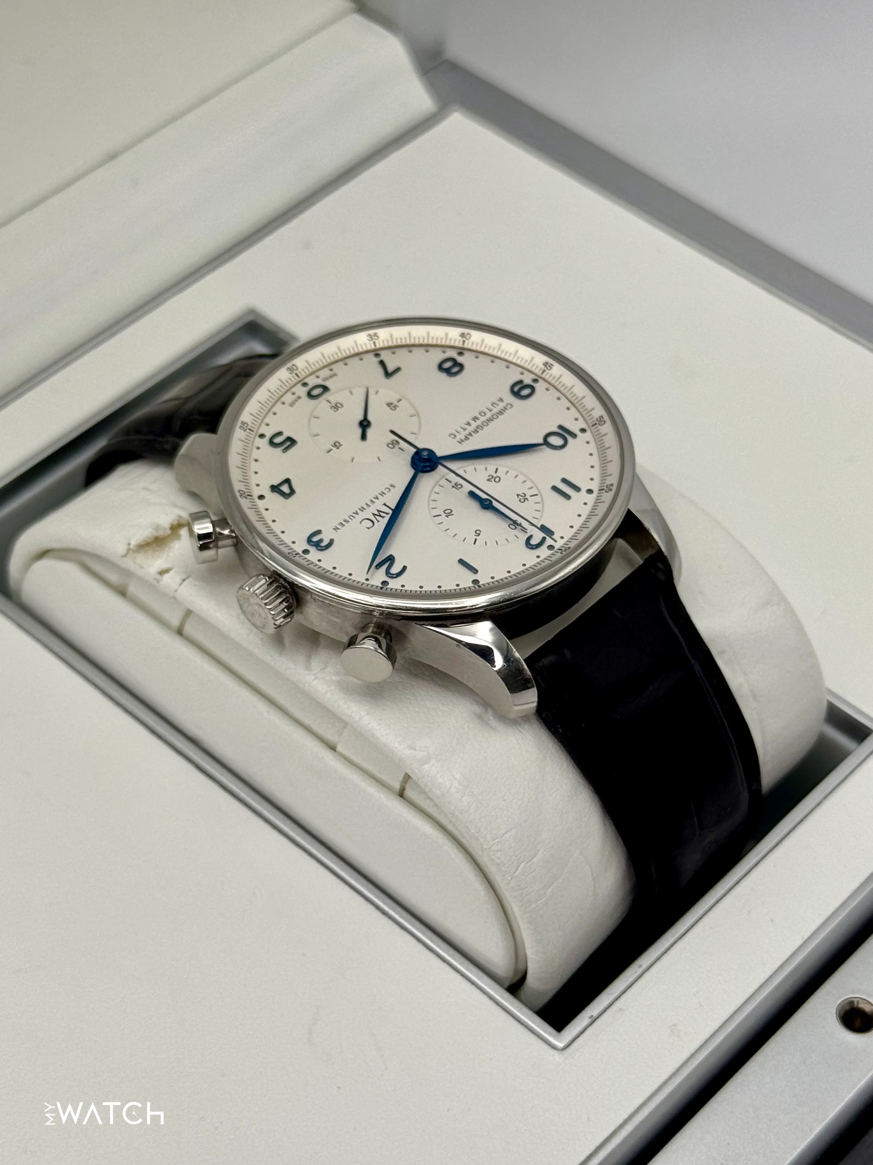 2010 IWC Portuguese Chronograph 41mm IW371417 Stainless Steel White Dial - Image 8