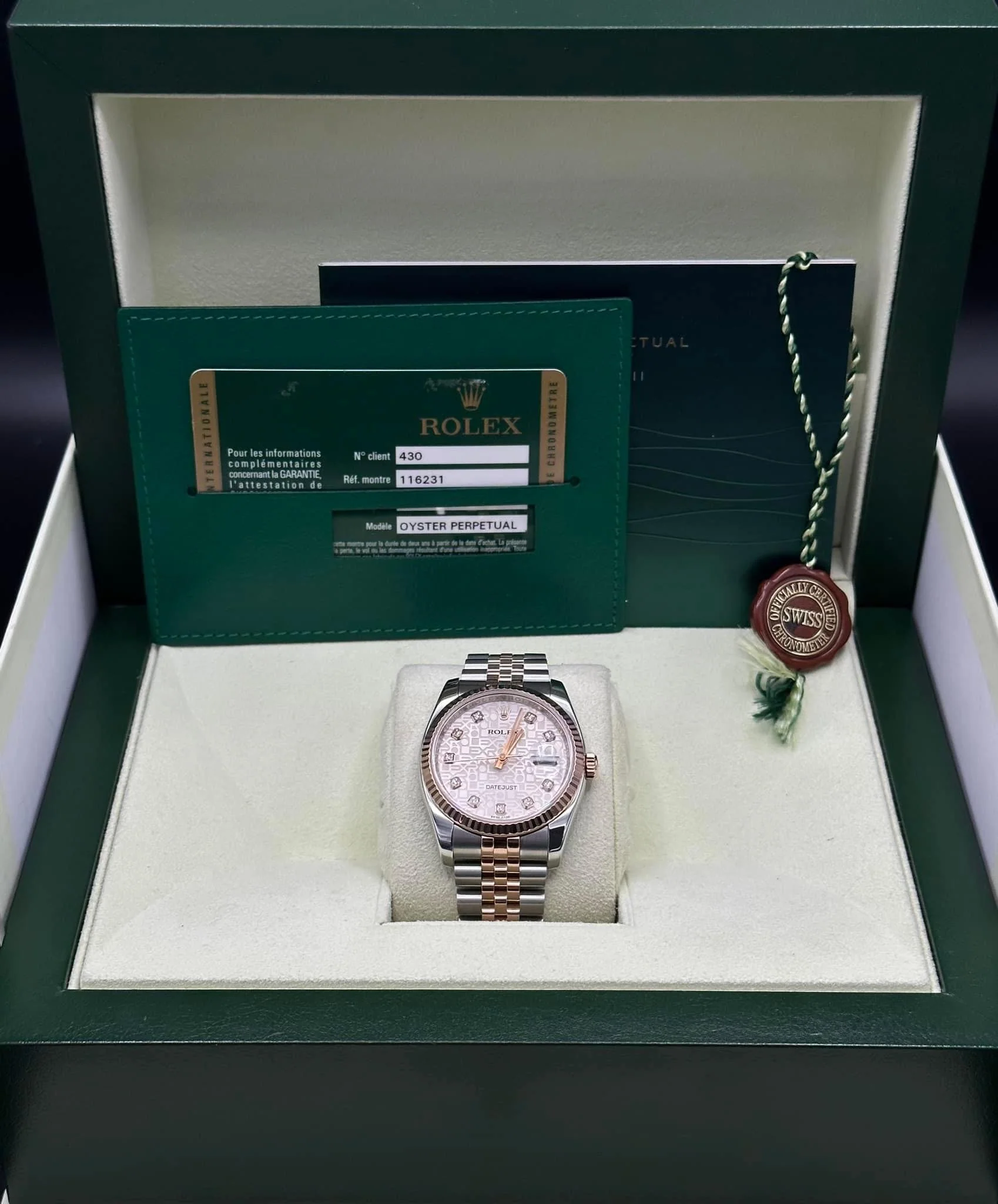 2010 Rolex Datejust 36mm 116231 Two-Tone Rose Gold Pink Diamond Dial - Image 11
