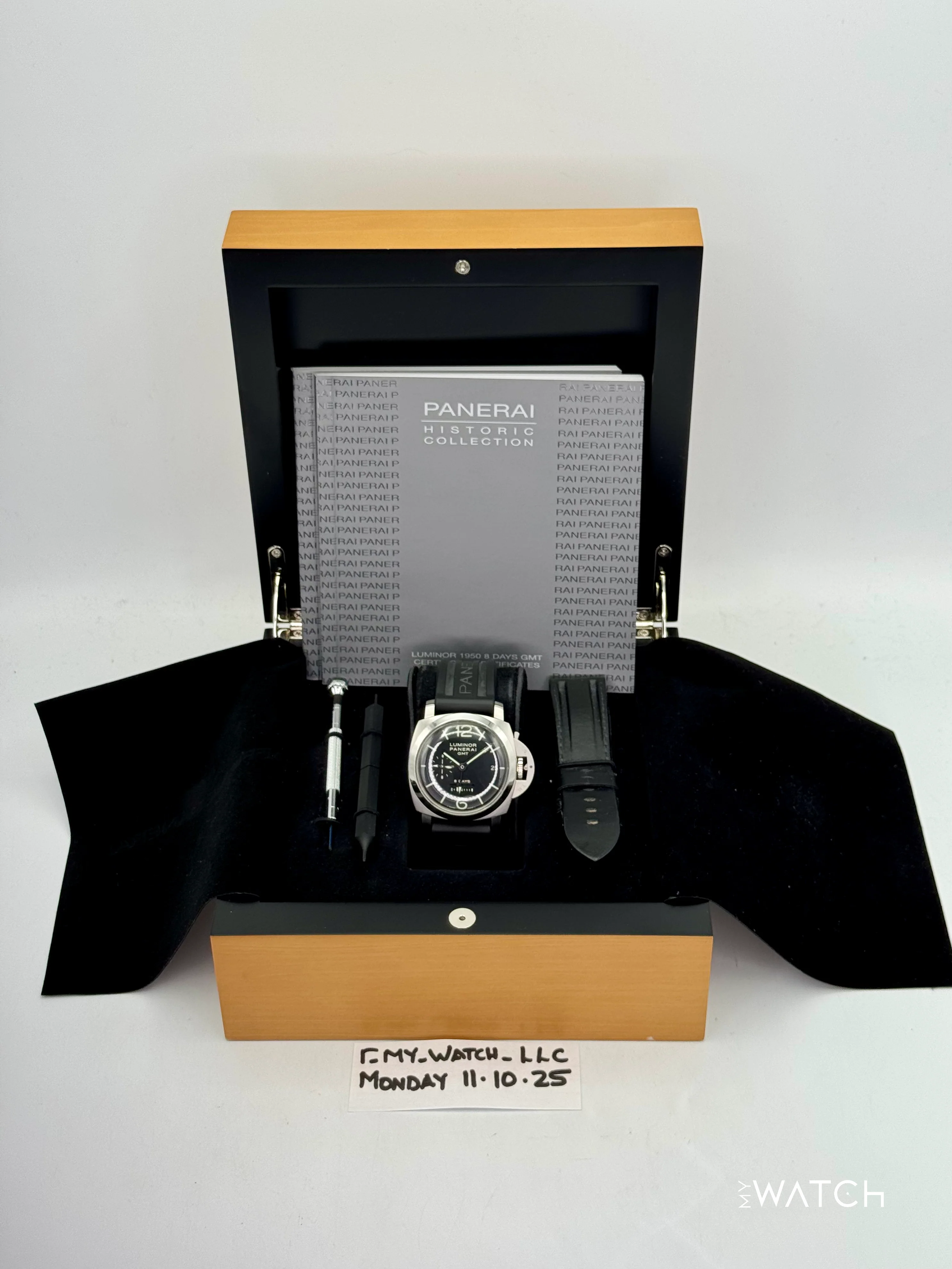 2011 Panerai Luminor 1950 8 Days GMT 44mm PAM00233 Black Dial - Image 10