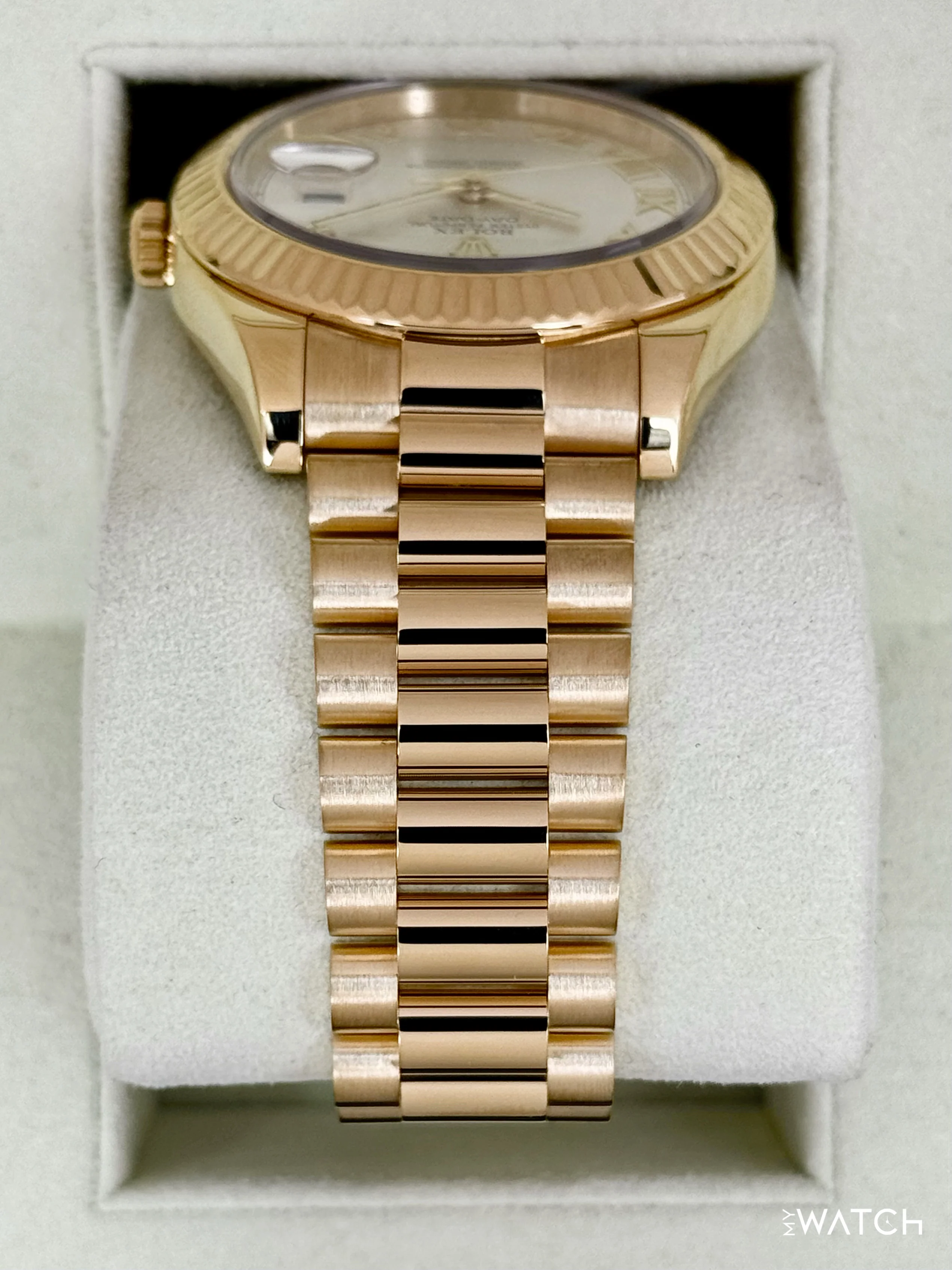 2012 Rolex Day-Date II 41mm 218238 Presidential Yellow Gold Silver Dial - Image 4