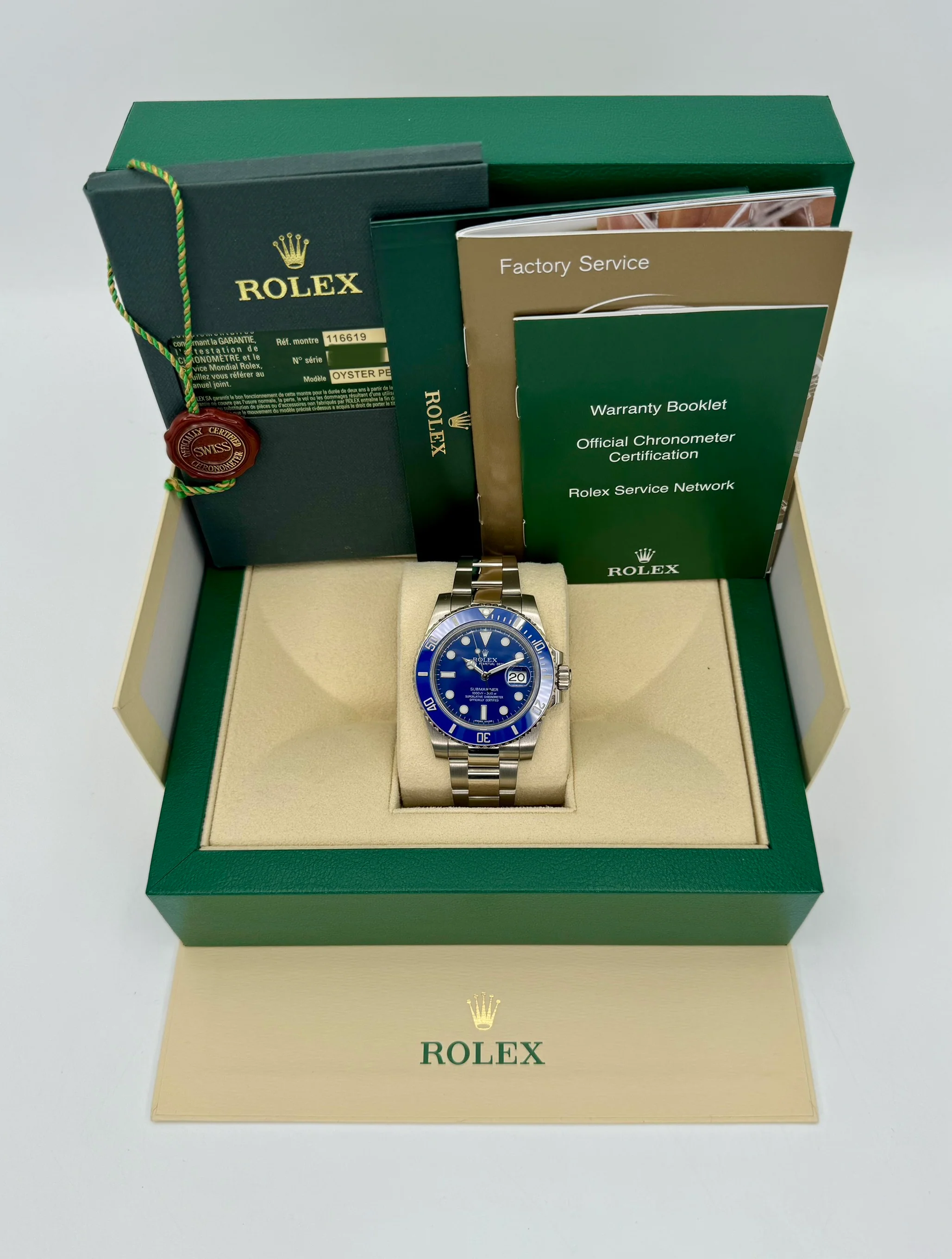 2012 Rolex Submariner "Smurf" 40mm 116619 White Gold Blue Dial - Image 11