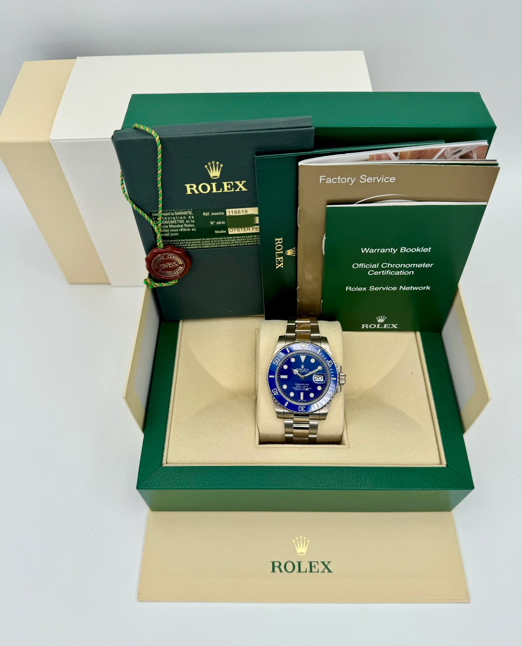 2012 Rolex Submariner "Smurf" 40mm 116619 White Gold Blue Dial - Image 12