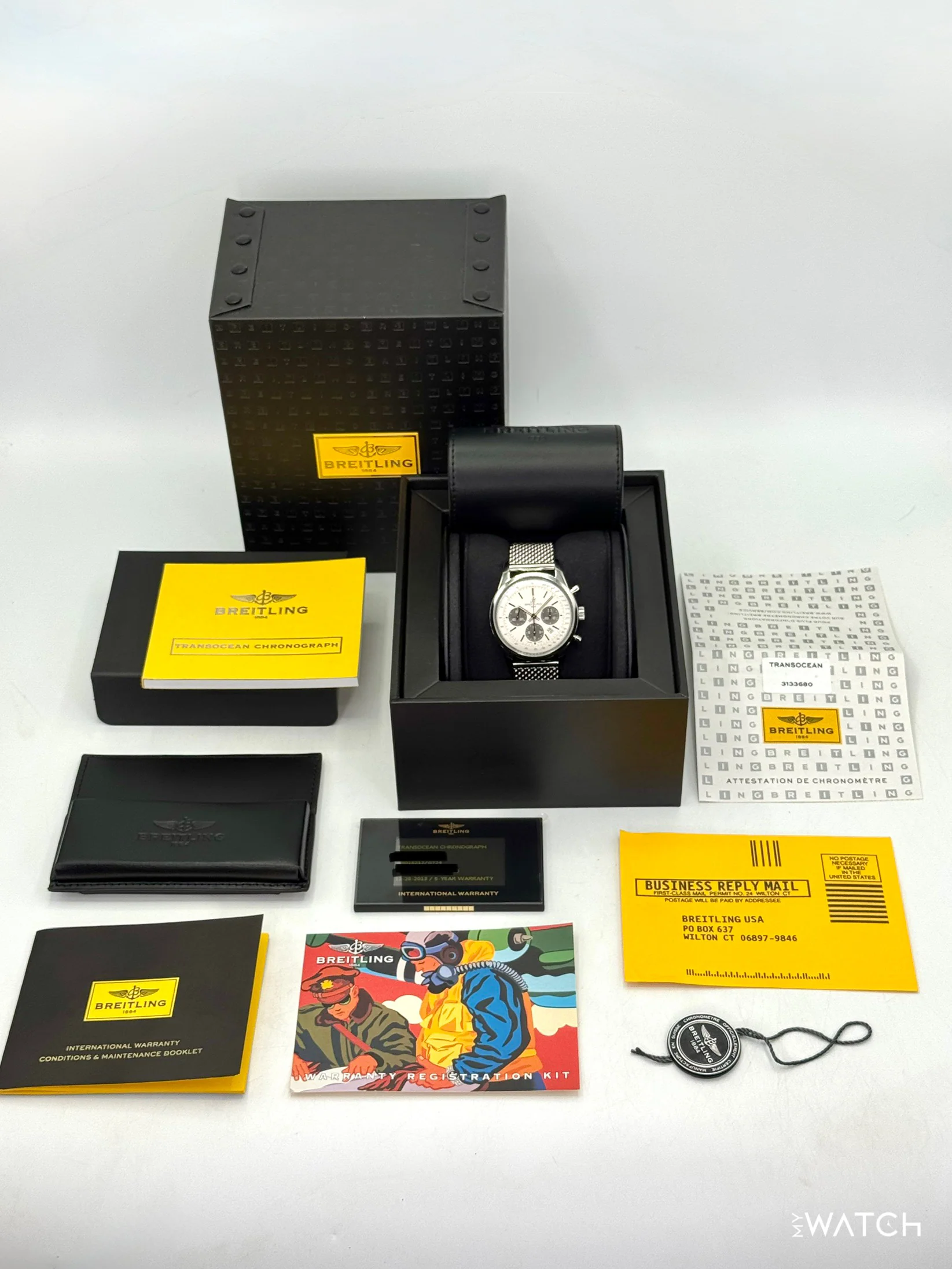 2013 Breitling Transocean Chronograph 43mm AB015212 Stainless Steel Silver Dial - Image 11
