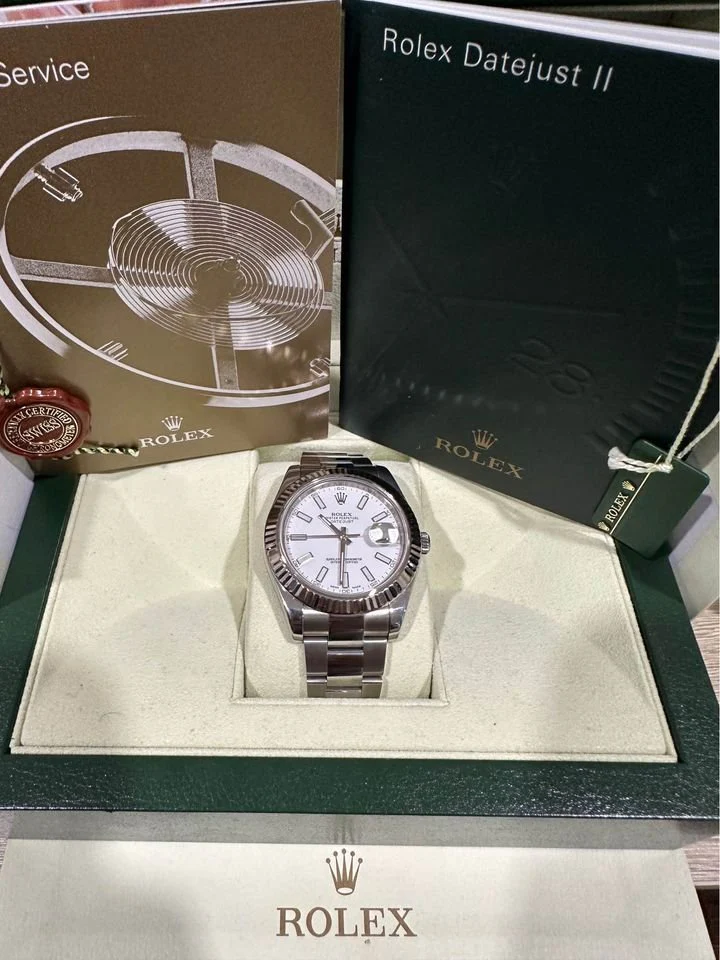 2013 Rolex Datejust II 41mm 116334 Oyster White Stick Dial - Image 9