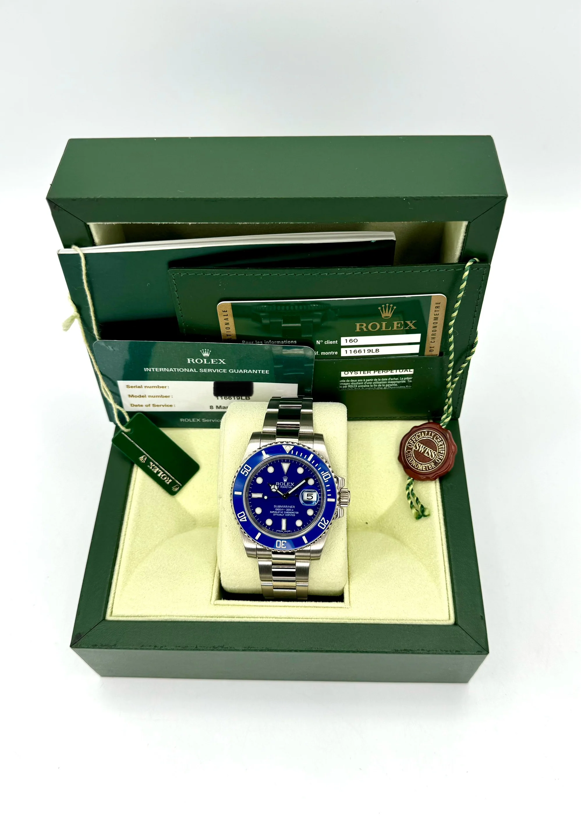 2013 Rolex Submariner "Smurf" 40mm 116619LB White Gold Blue Dial - Image 11