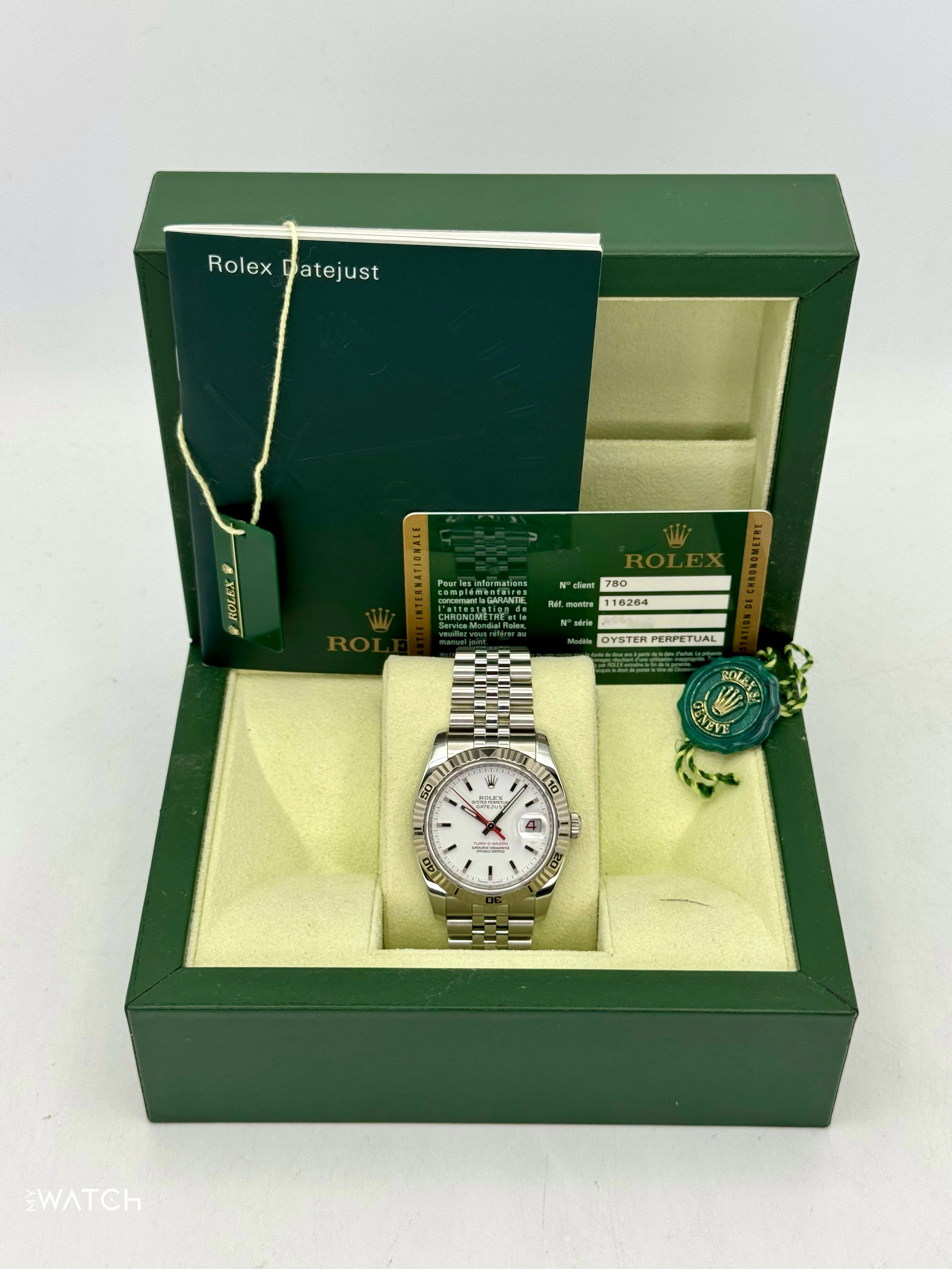 2014 Rolex Datejust Turn-O-Graph 36mm 116264 Jubilee White Dial - Image 9