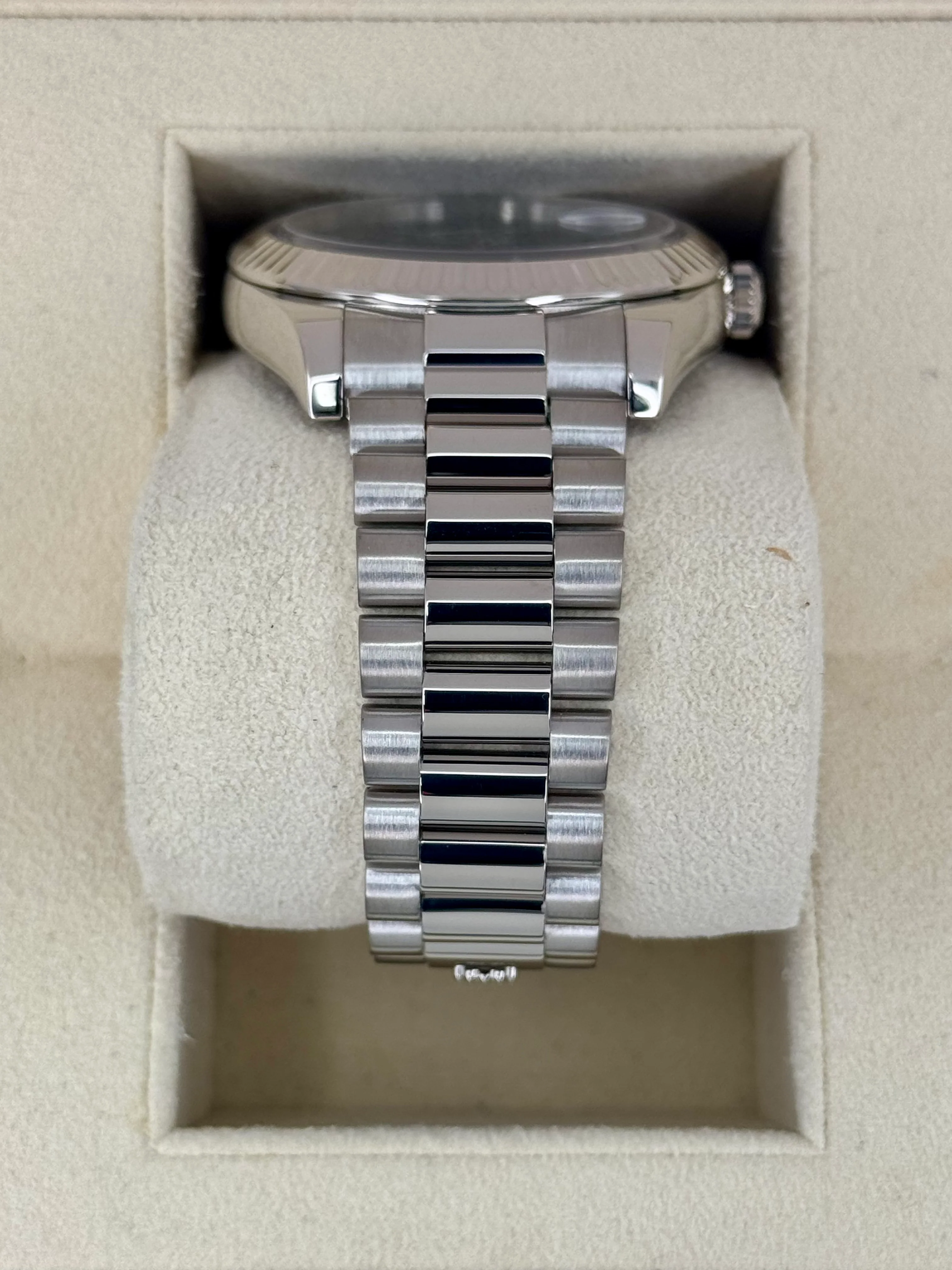 2015 Rolex Day-Date II 41mm 218239 White Gold Presidential Black Dial - Image 3