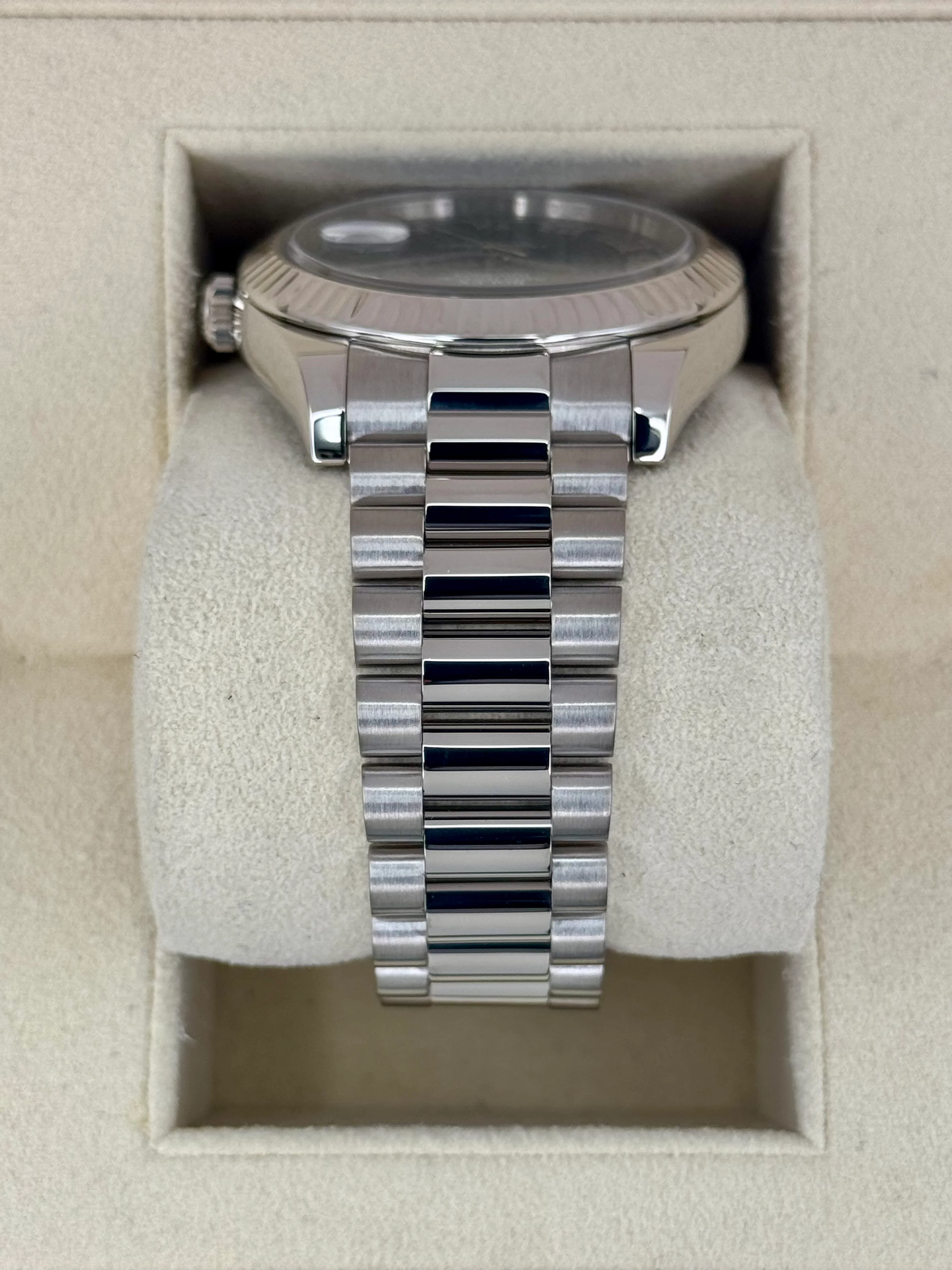 2015 Rolex Day-Date II 41mm 218239 White Gold Presidential Black Dial - Image 4