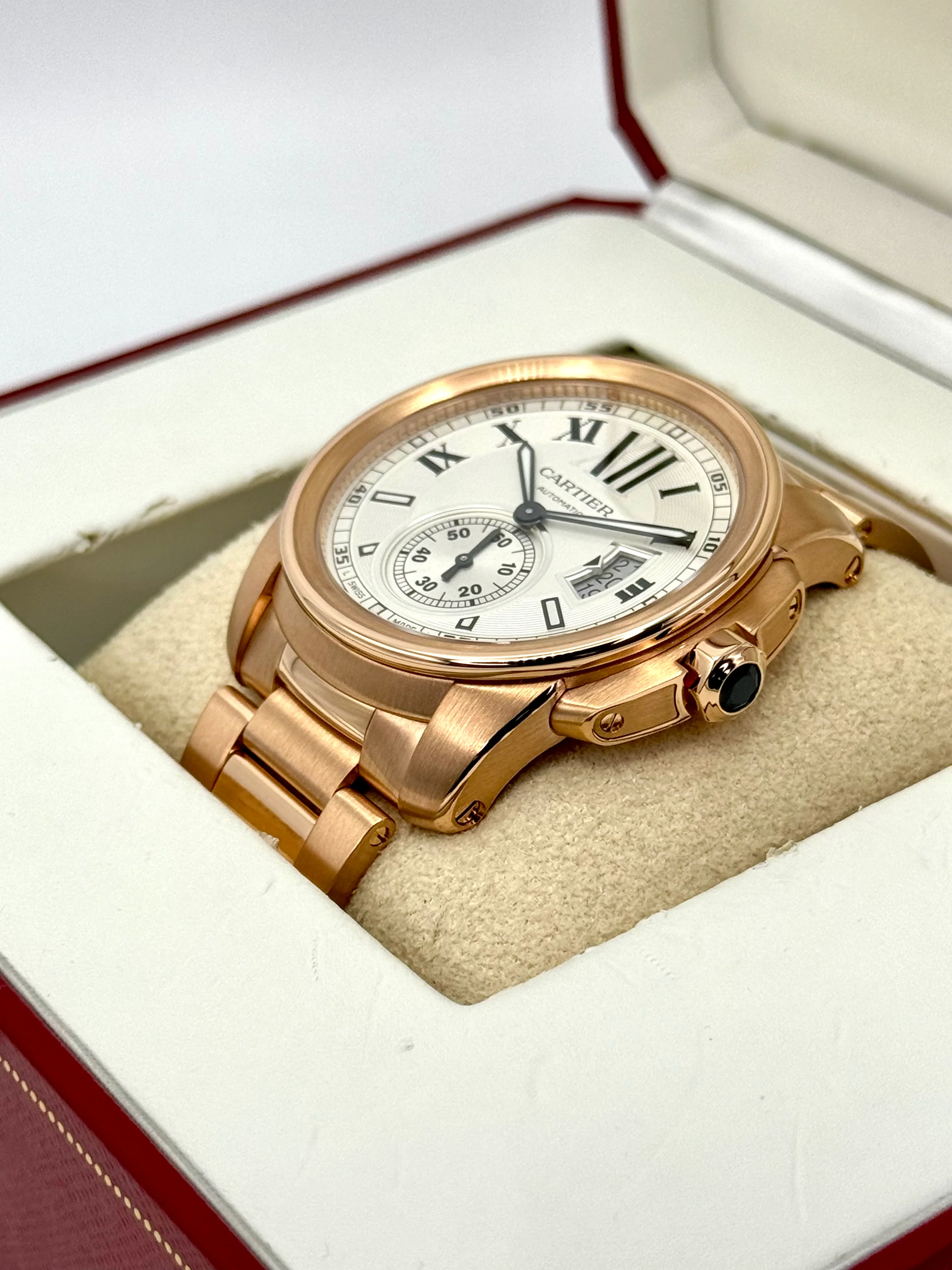 2016 Cartier Calibre de Cartier 42mm W7100018 Rose Gold White Dial - Image 5
