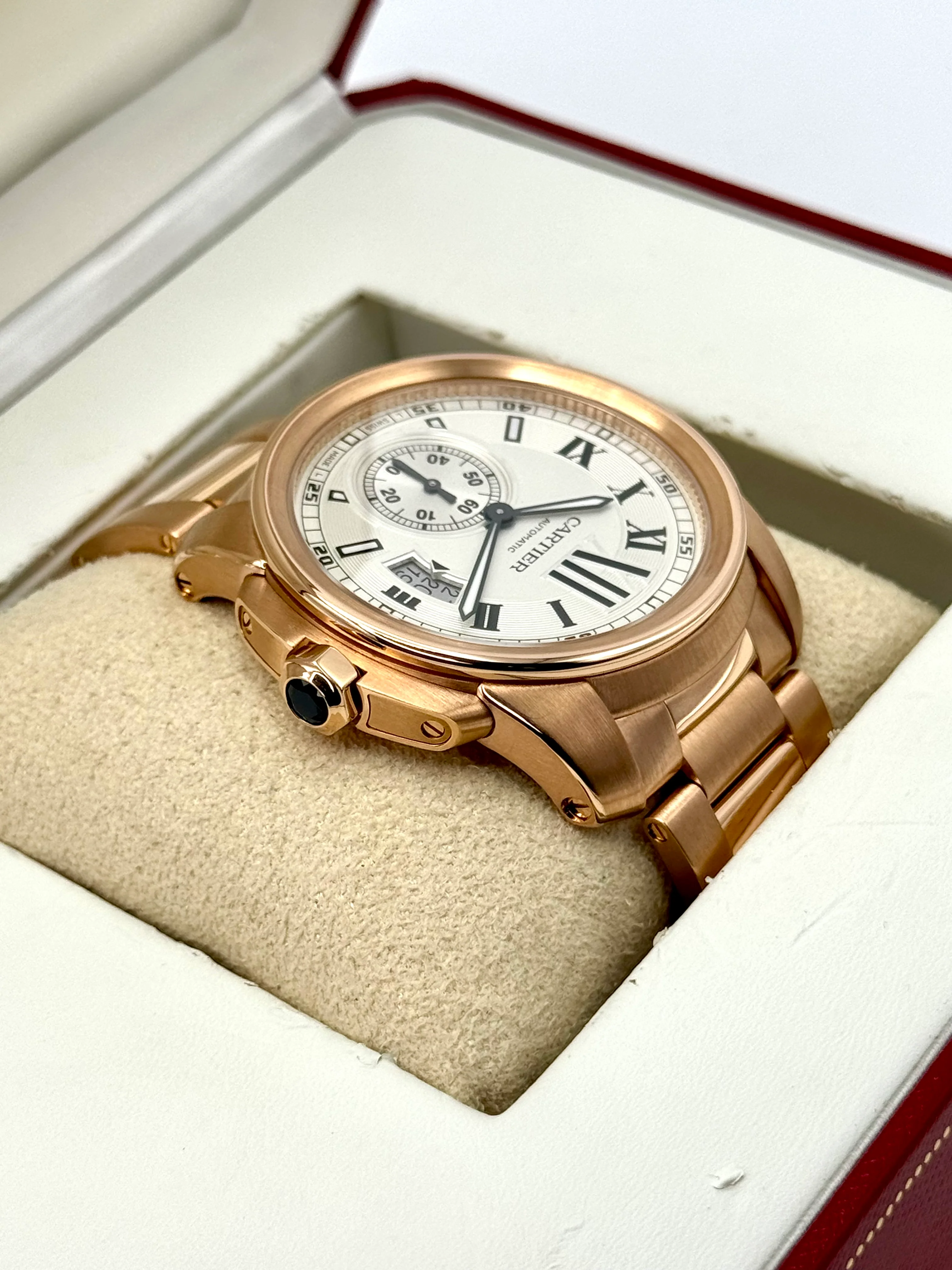 2016 Cartier Calibre de Cartier 42mm W7100018 Rose Gold White Dial - Image 8