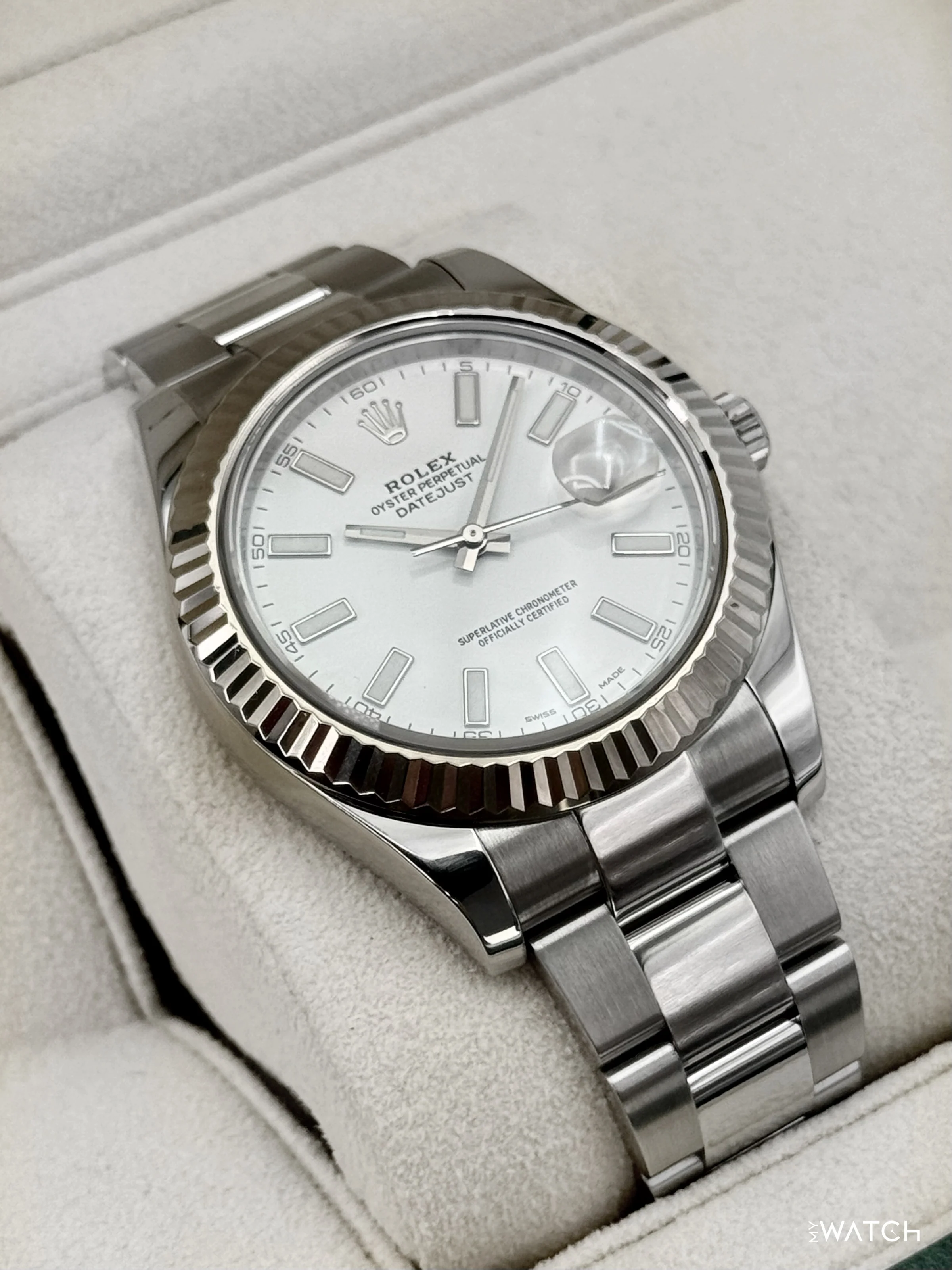 2016 Rolex Datejust II 41mm 116334 Stainless Steel Oyster White Dial - Image 6