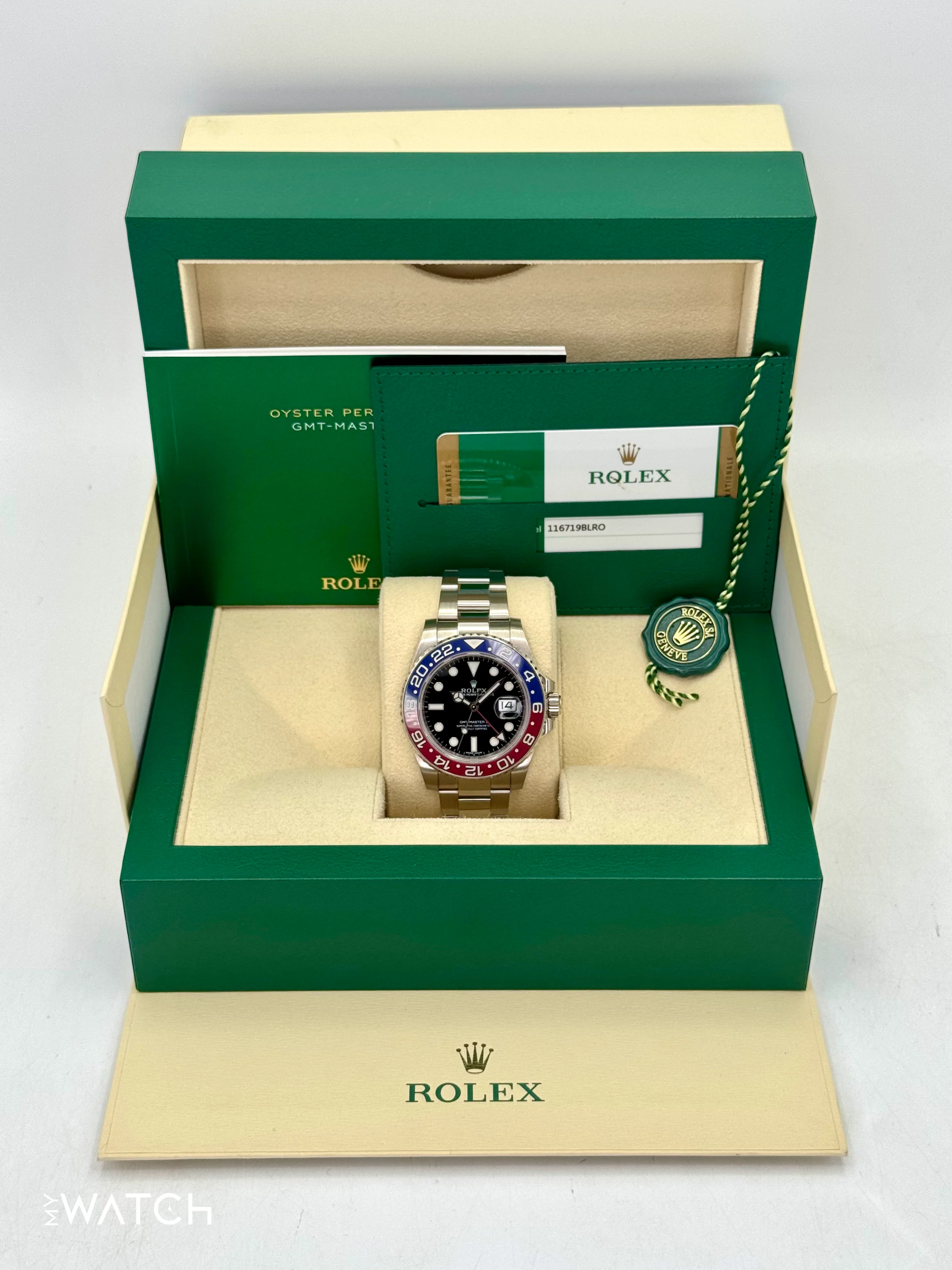2016 Rolex GMT-Master II "Pepsi" 40mm 116719BLRO White Gold Black Dial - Image 9