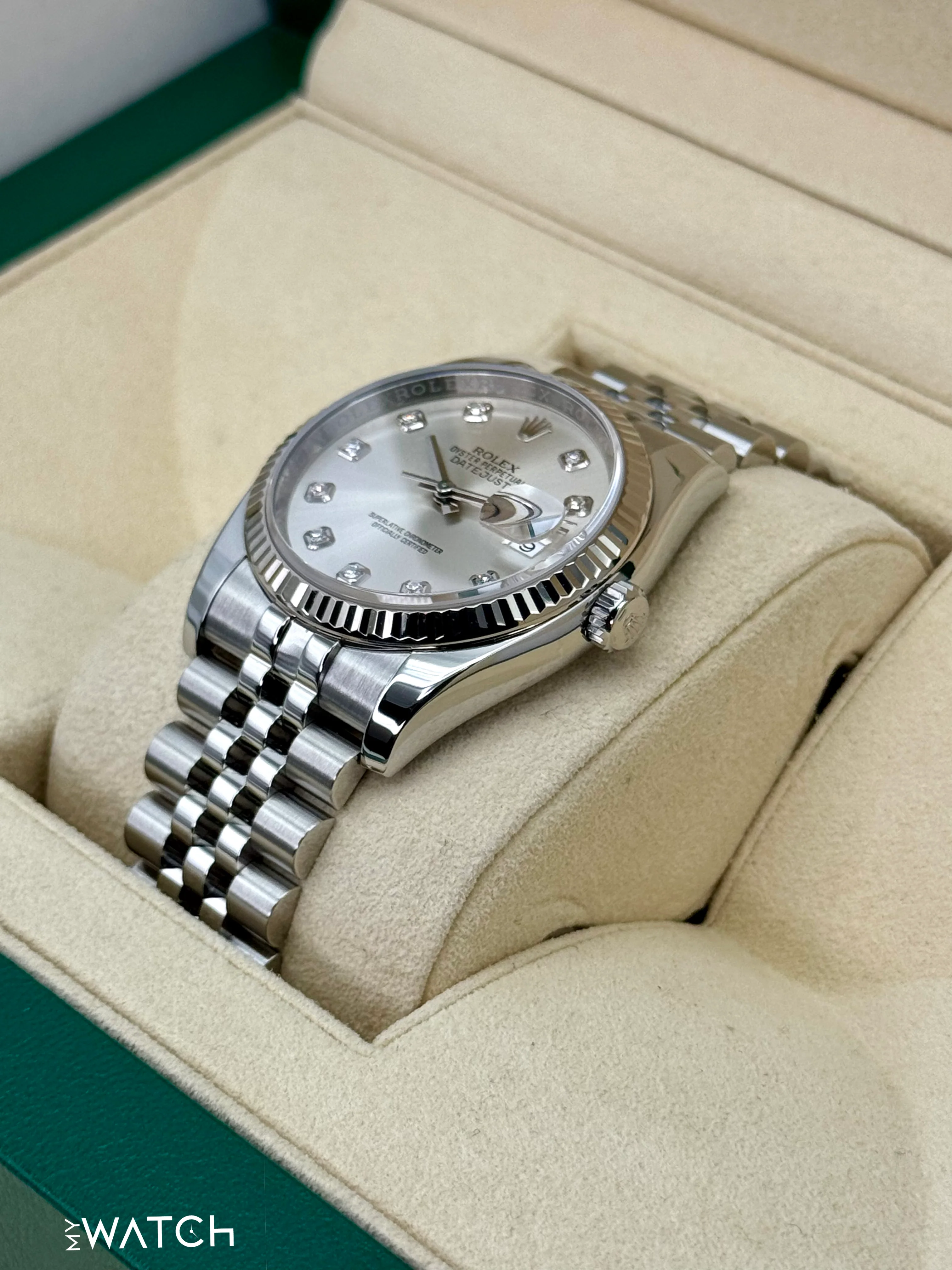2017 Rolex Datejust 36mm 116234 Stainless Steel Jubilee Silver Diamond Dial - Image 5