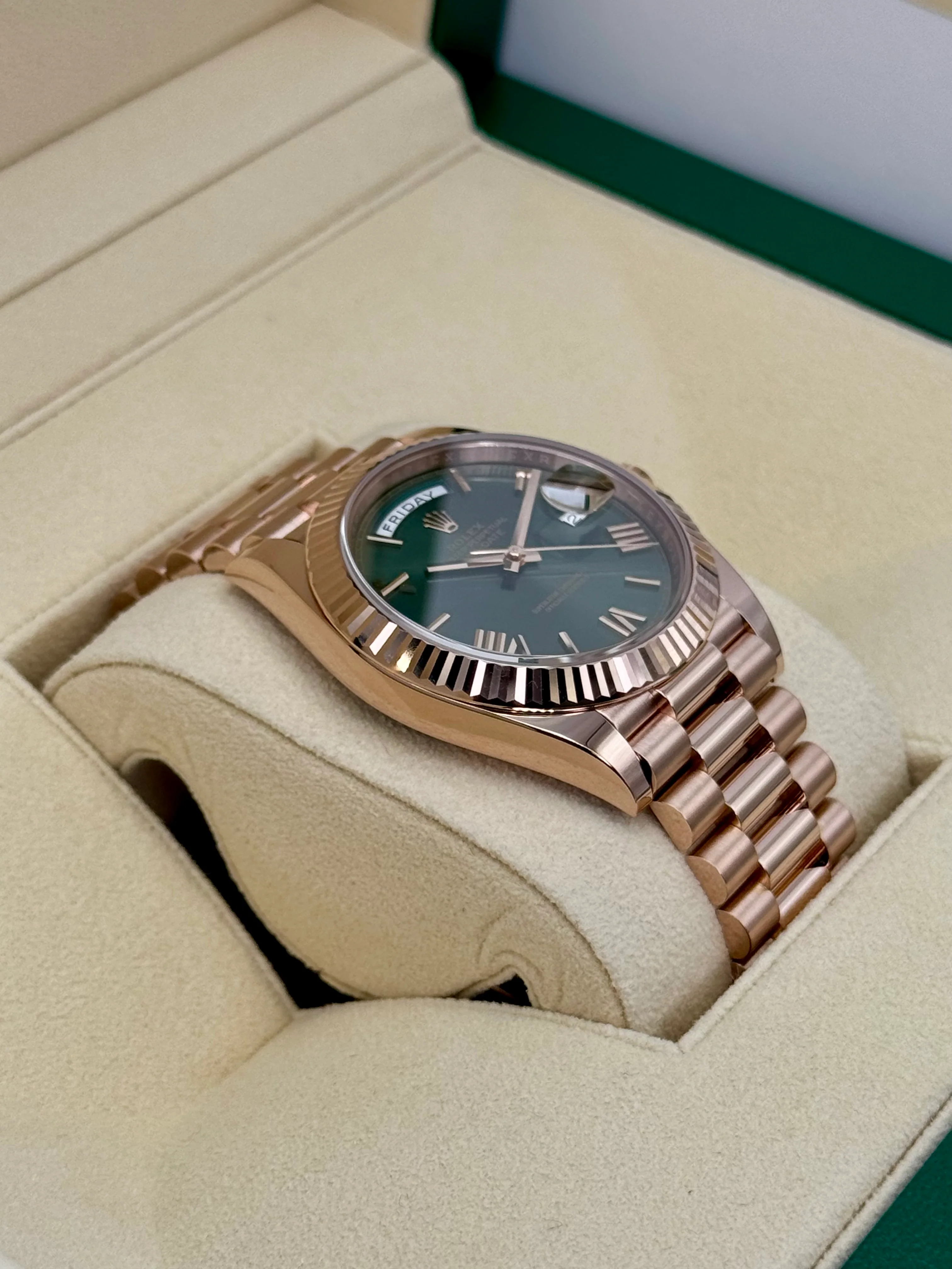 2017 Rolex Day-Date 40mm 228235 Presidential Rose Gold Olive Dial - Image 6