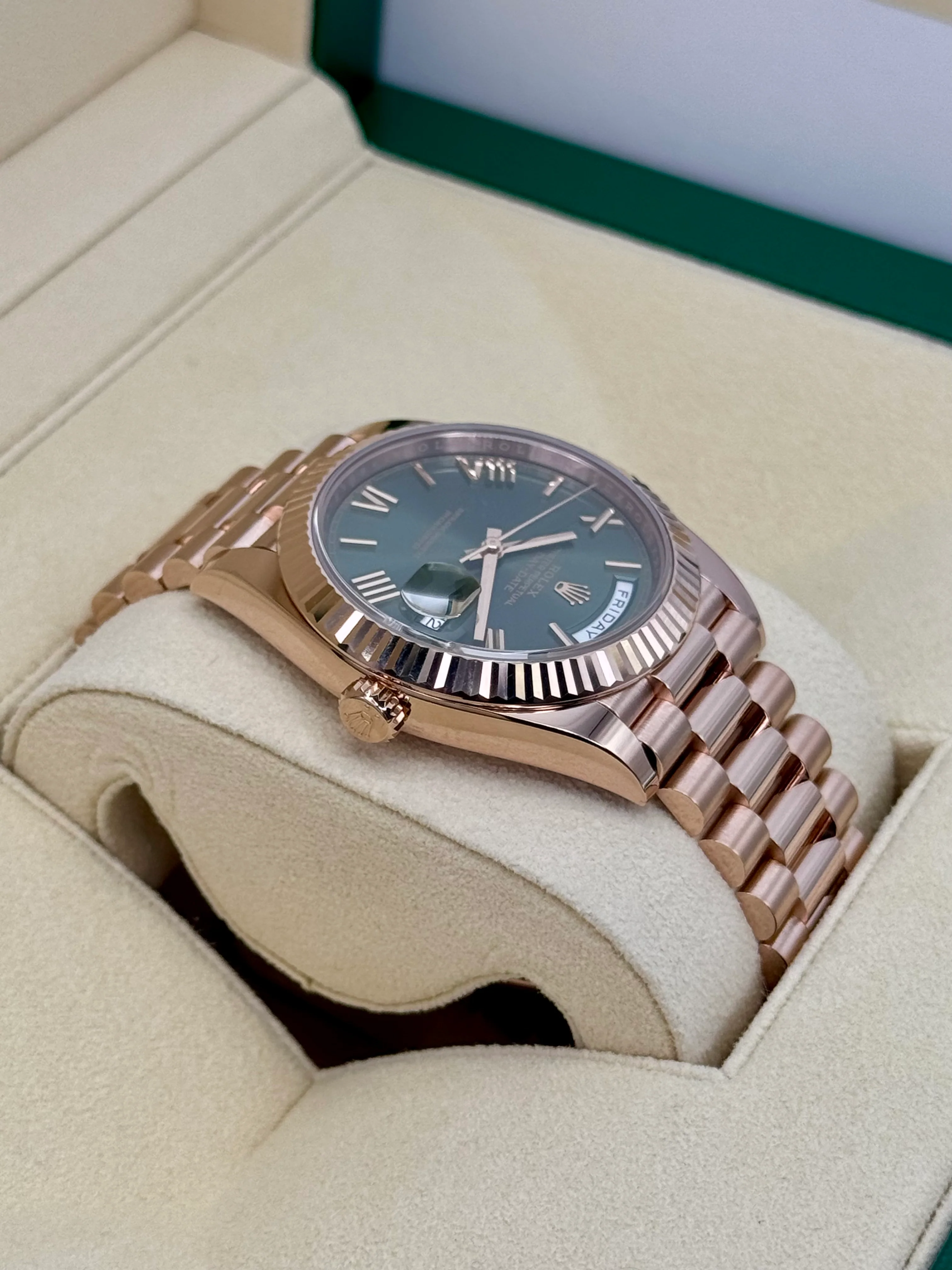 2017 Rolex Day-Date 40mm 228235 Presidential Rose Gold Olive Dial - Image 8
