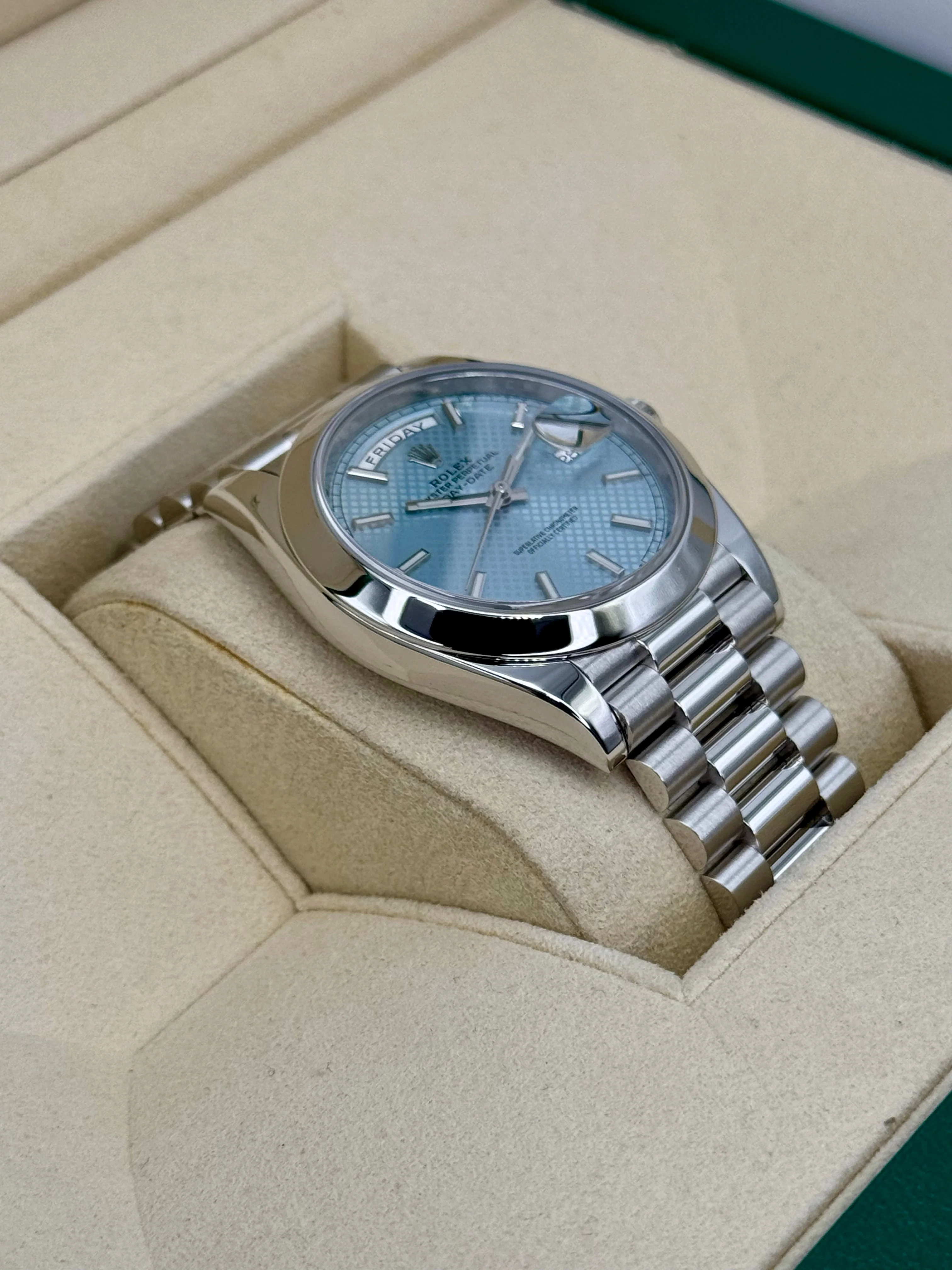 2018 Rolex Day-Date 40mm 228206 Platinum Blue Motif Dial - Image 6