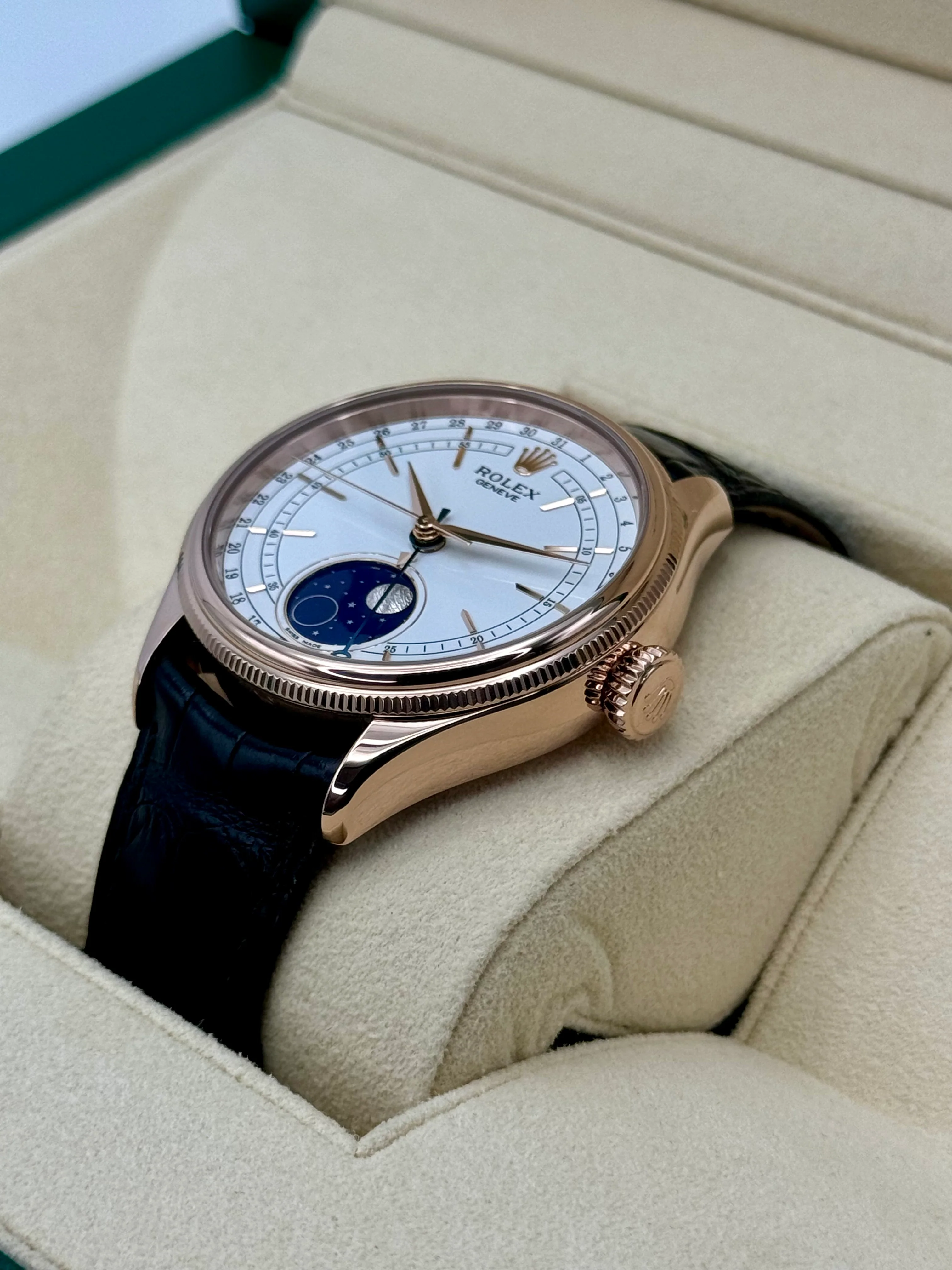 2018 Rolex Cellini Moonphase 39mm 50535 Rose Gold White Dial - Image 5