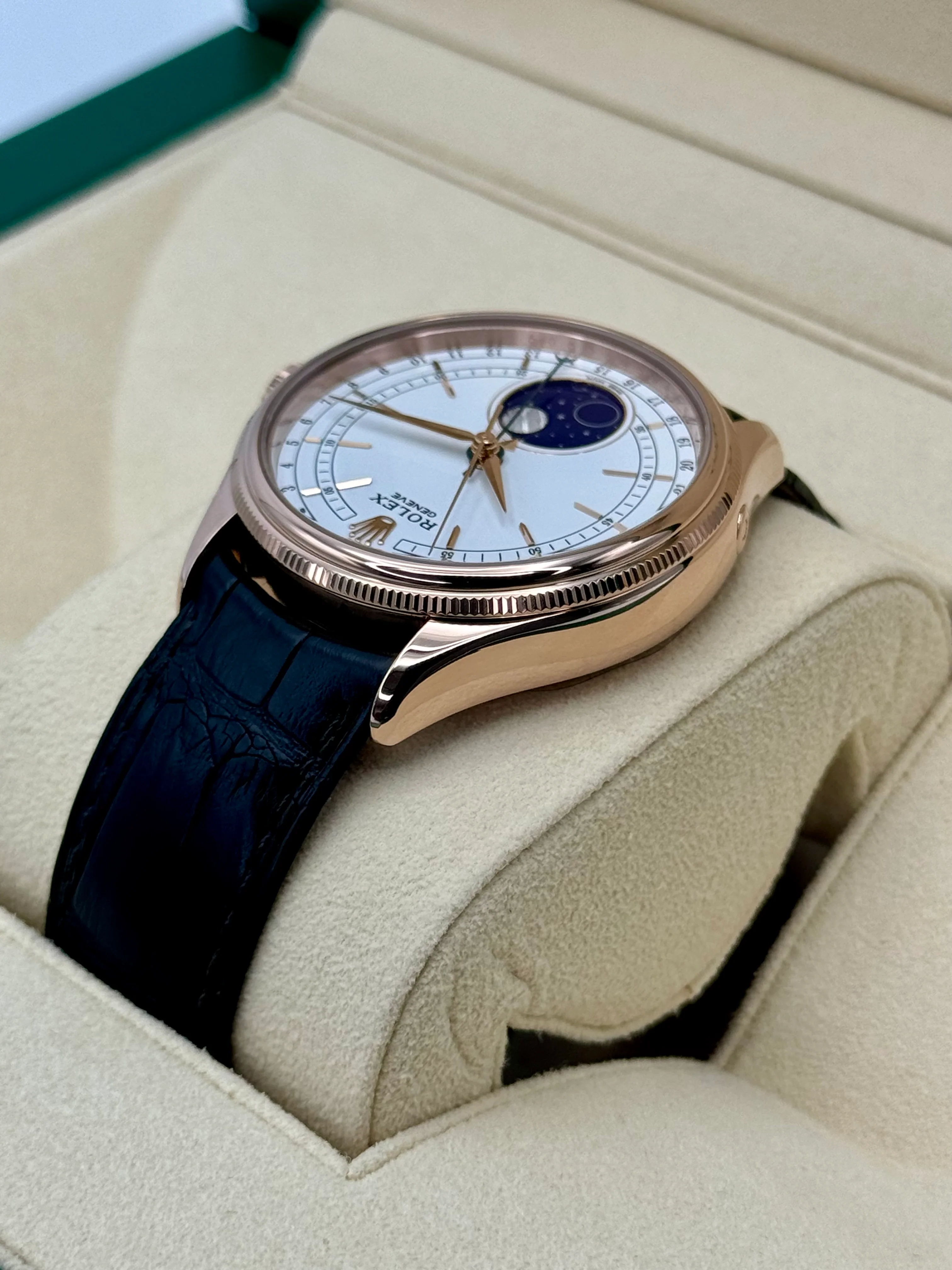 2018 Rolex Cellini Moonphase 39mm 50535 Rose Gold White Dial - Image 7