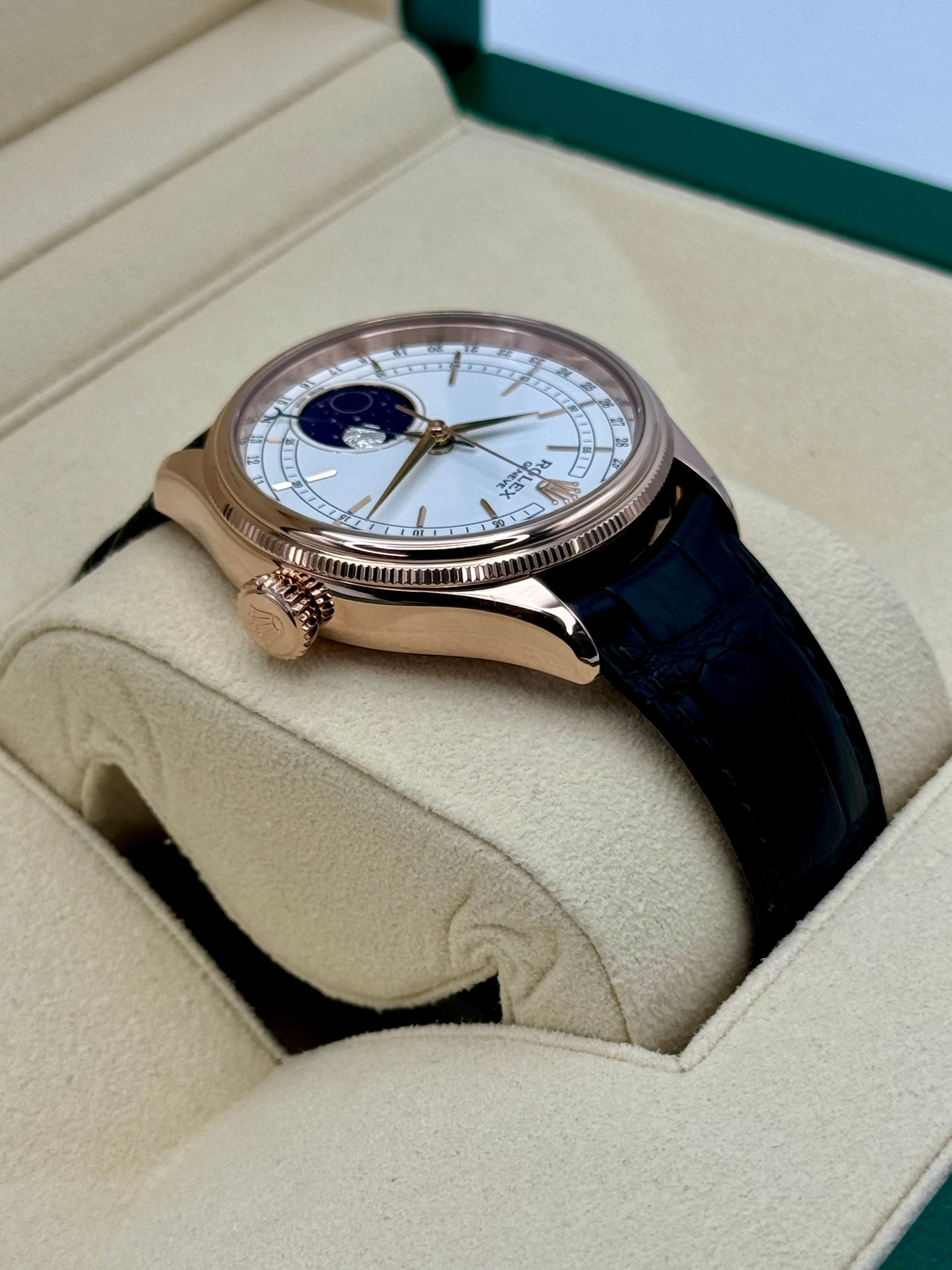 2018 Rolex Cellini Moonphase 39mm 50535 Rose Gold White Dial - Image 8