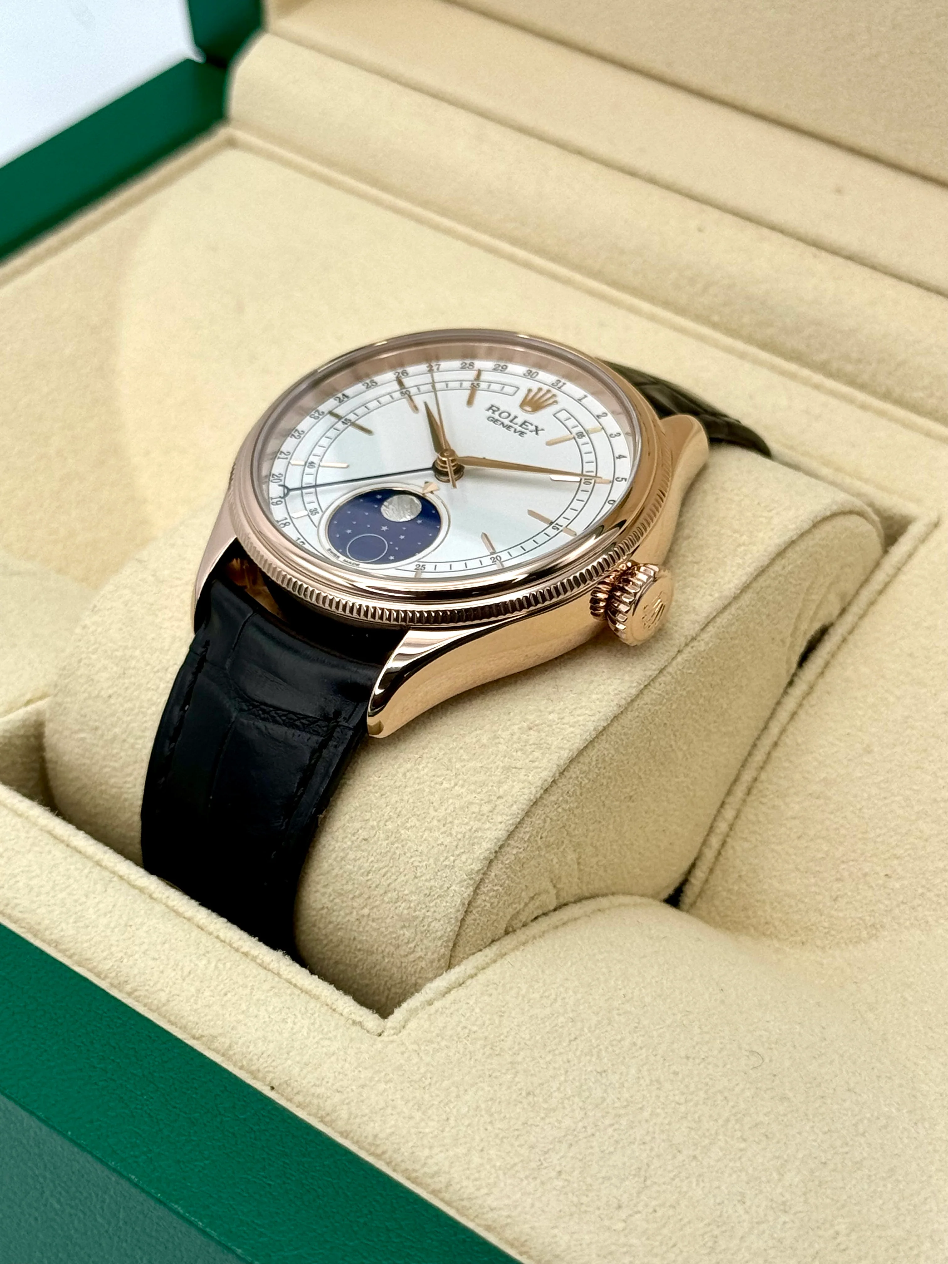 2018 Rolex Cellini Moonphase 39mm 50535 Rose Gold White Dial - Image 5
