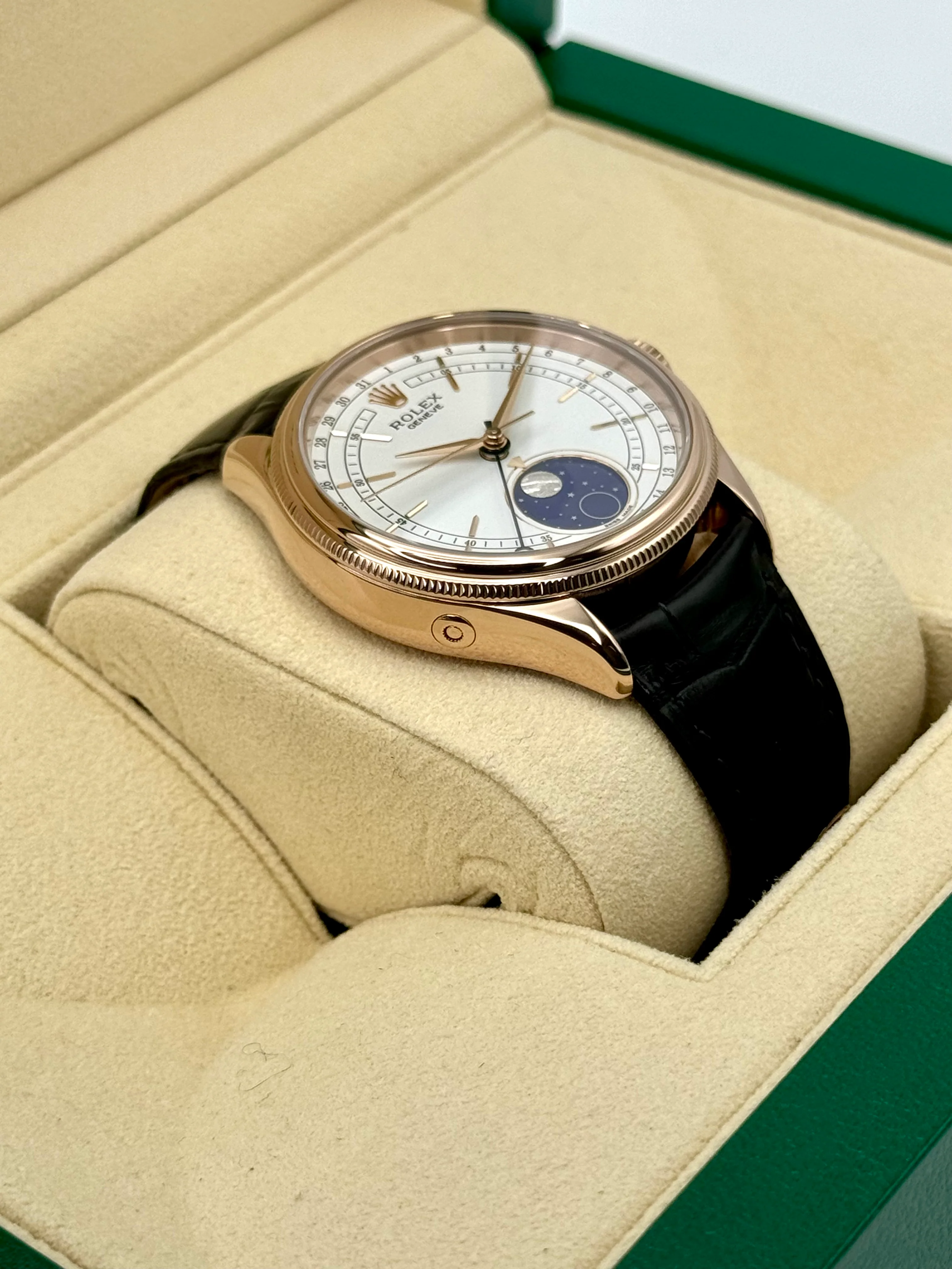 2018 Rolex Cellini Moonphase 39mm 50535 Rose Gold White Dial - Image 6