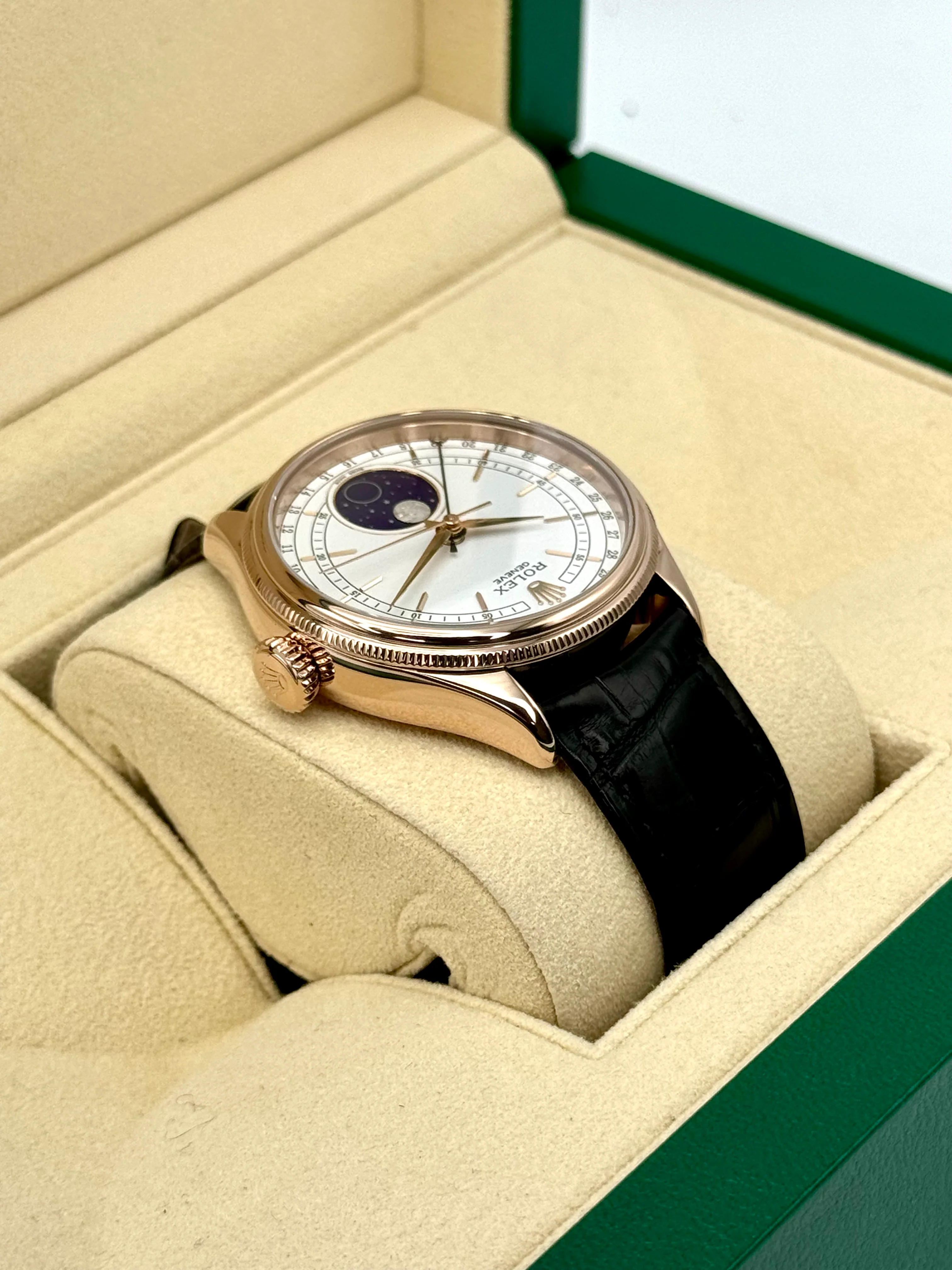 2018 Rolex Cellini Moonphase 39mm 50535 Rose Gold White Dial - Image 8