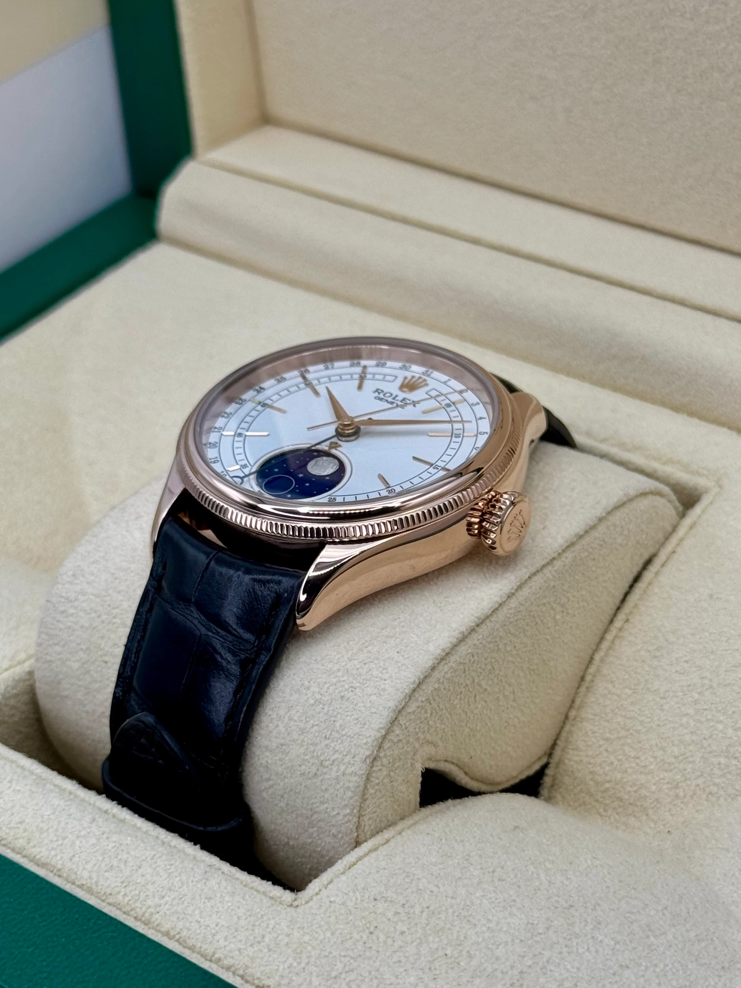 2018 Rolex Cellini Moonphase 39mm 50535 Rose Gold White Dial - Image 6