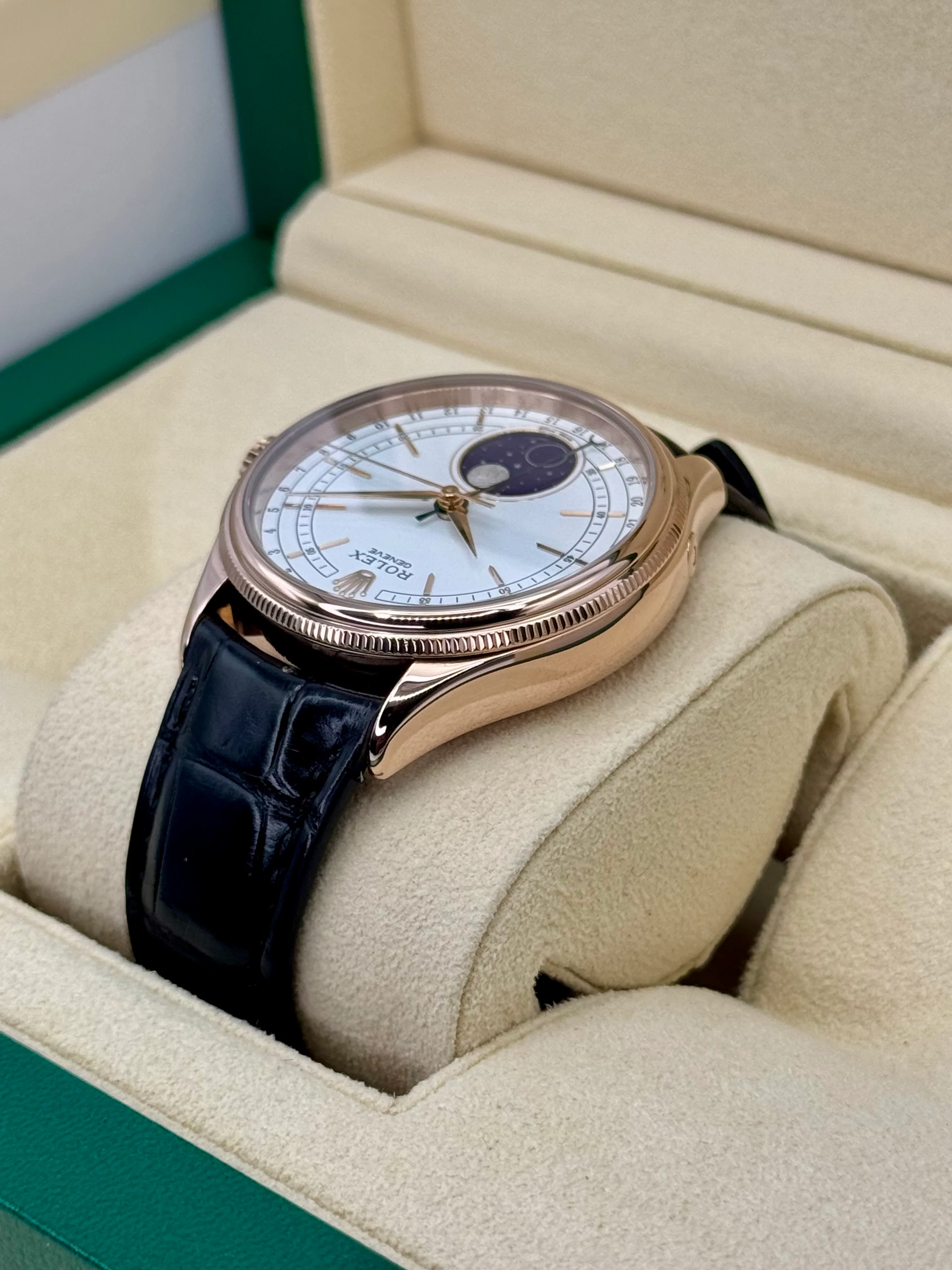 2018 Rolex Cellini Moonphase 39mm 50535 Rose Gold White Dial - Image 7