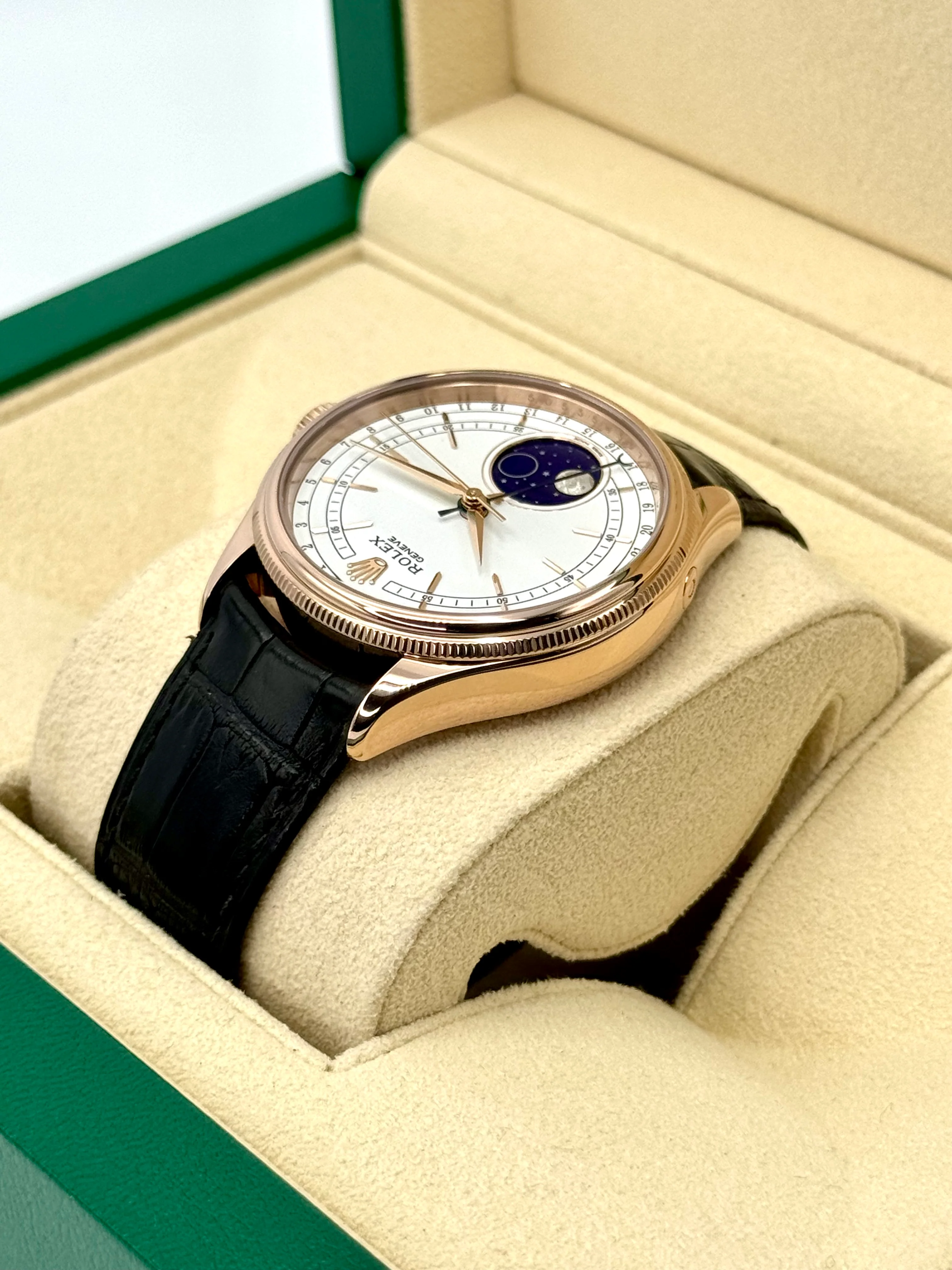 2018 Rolex Cellini Moonphase 39mm 50535 Rose Gold White Dial - Image 7