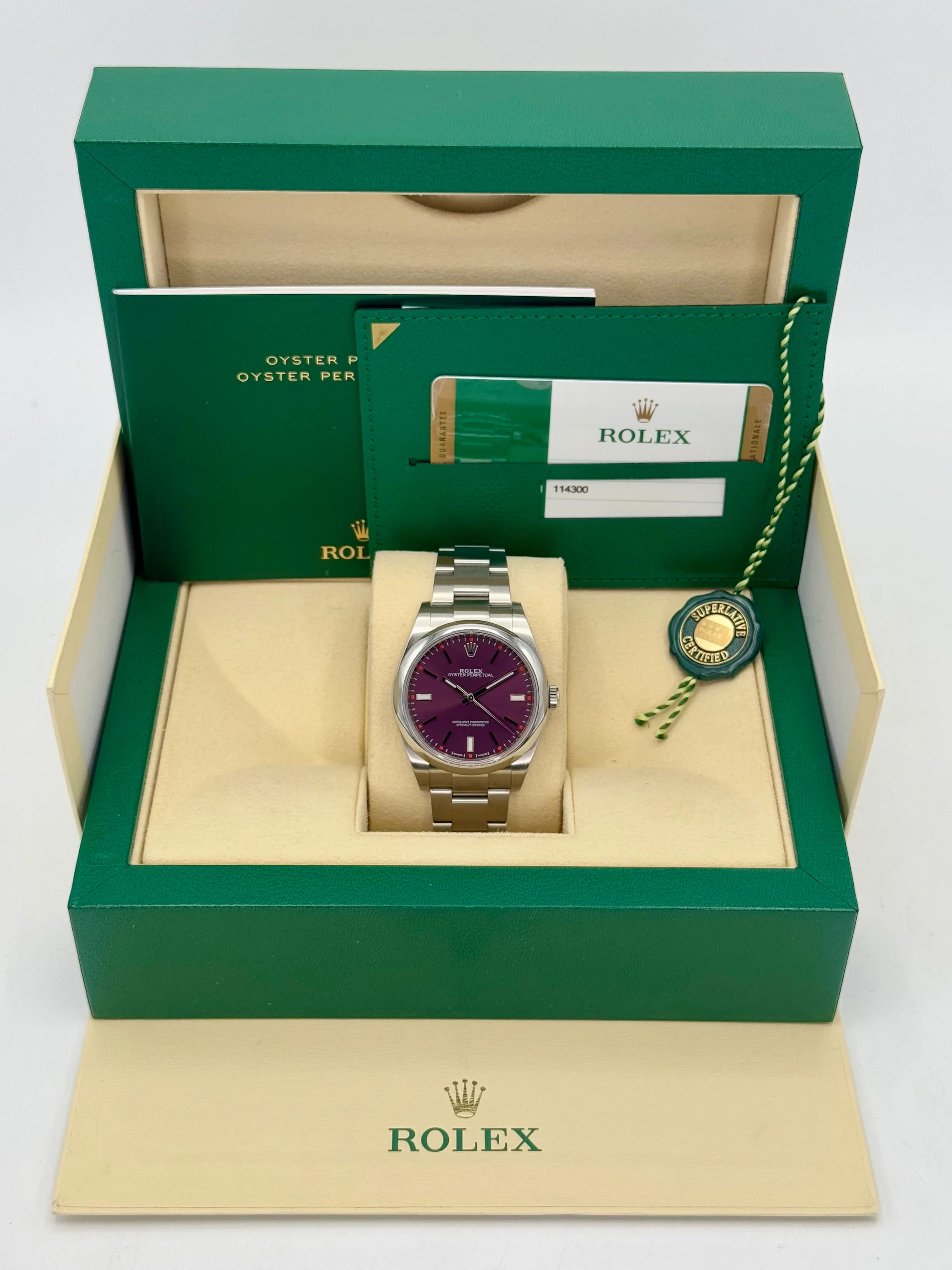 2018 Rolex Oyster Perpetual 39mm 114300 Grape Dial - Image 9