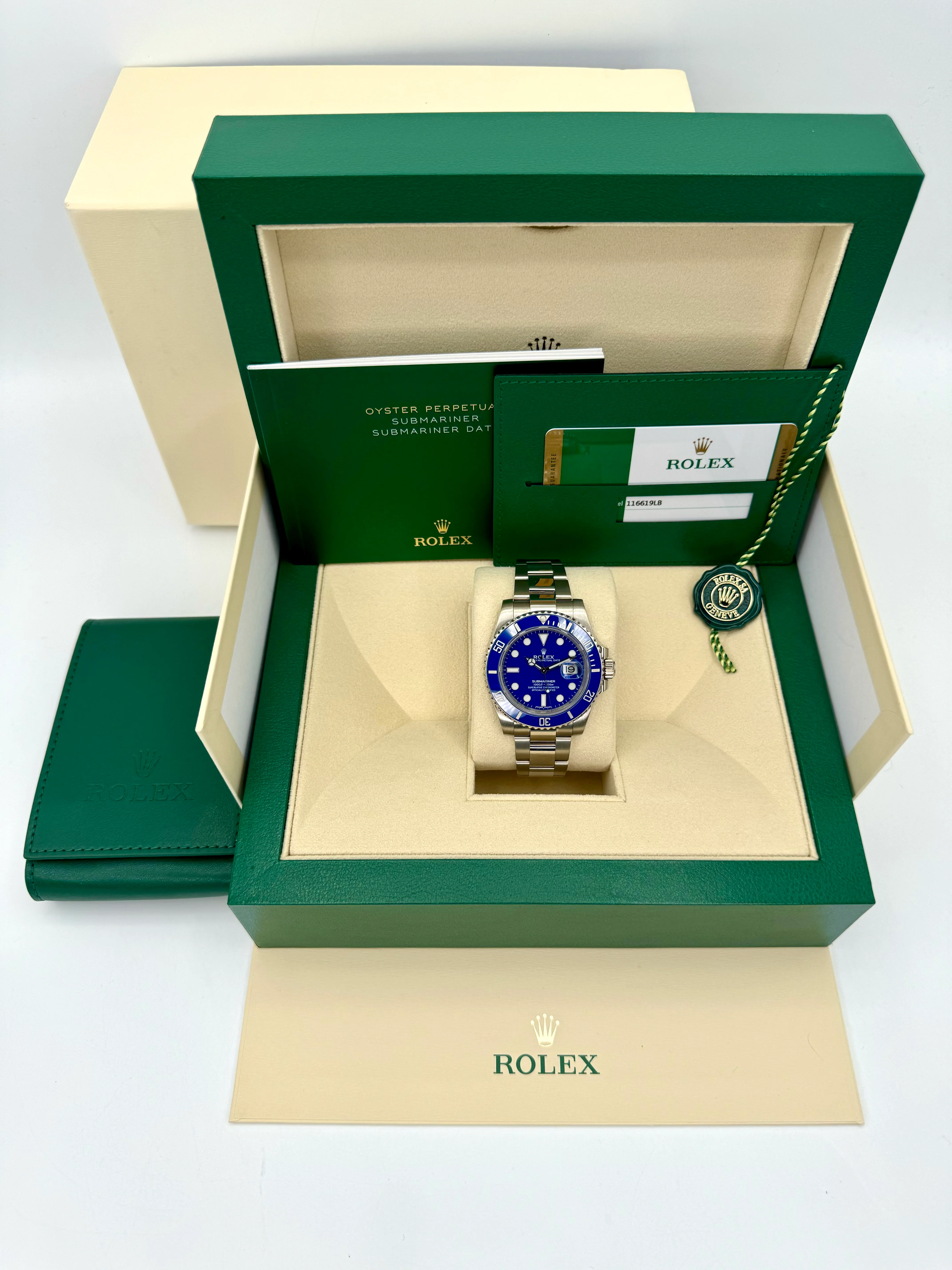 2018 Rolex Submariner "Smurf" 40mm 116619LB White Gold Blue Dial - Image 12